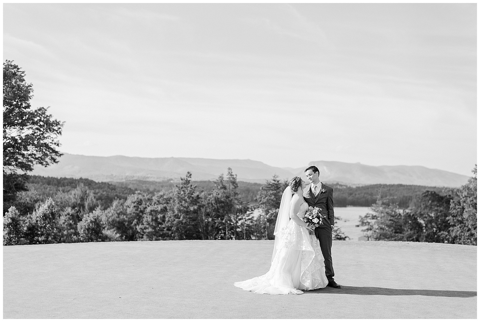 Stunning outdoor mountain photos of Bride and Groom from Outdoorsy Summer Wedding at North Carolina Lakehouse | check out the full wedding at KevynDixonPhoto.com