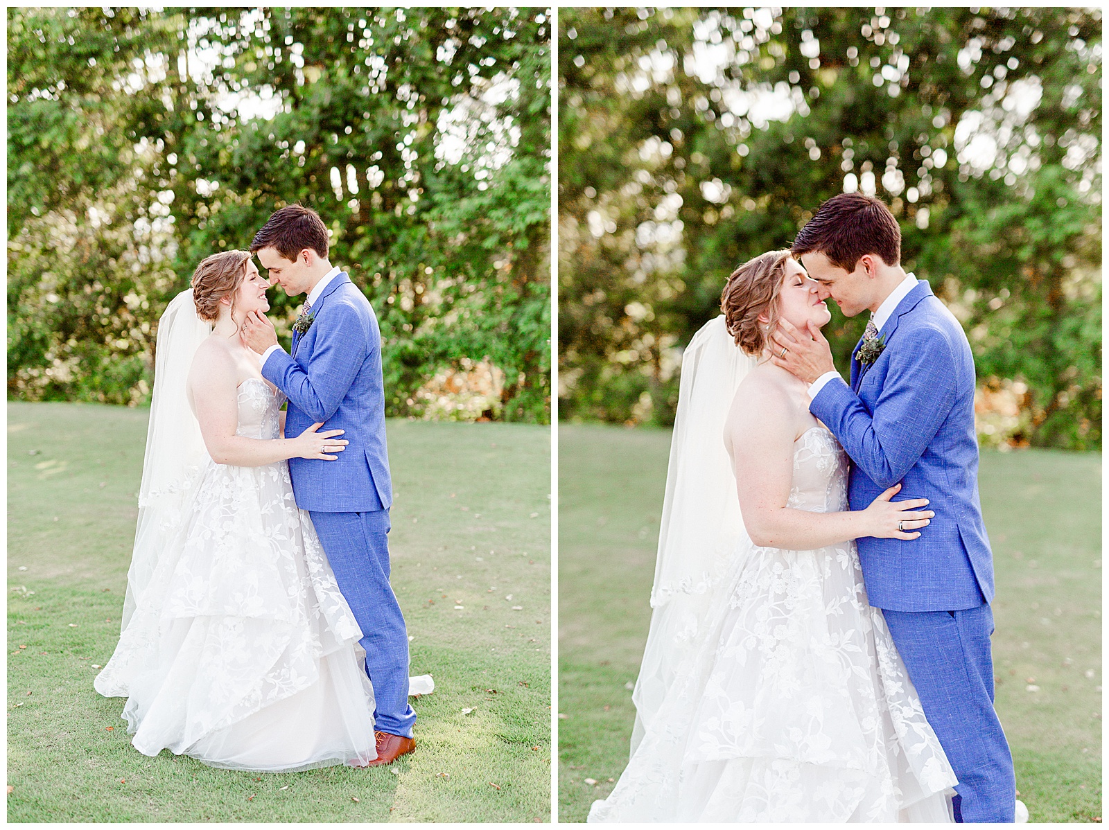 Gorgeous golden hour outdoor photos of Bride and Groom from Outdoorsy Summer Wedding at North Carolina Lakehouse | check out the full wedding at KevynDixonPhoto.com
