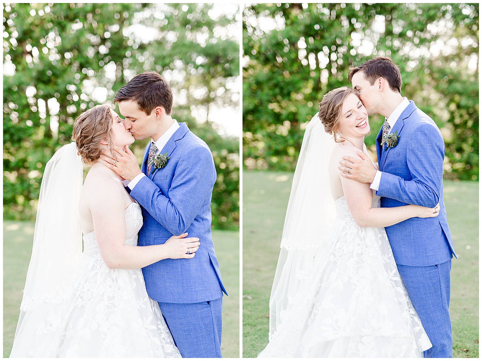 Gorgeous golden hour outdoor photos of Bride and Groom from Outdoorsy Summer Wedding at North Carolina Lakehouse | check out the full wedding at KevynDixonPhoto.com