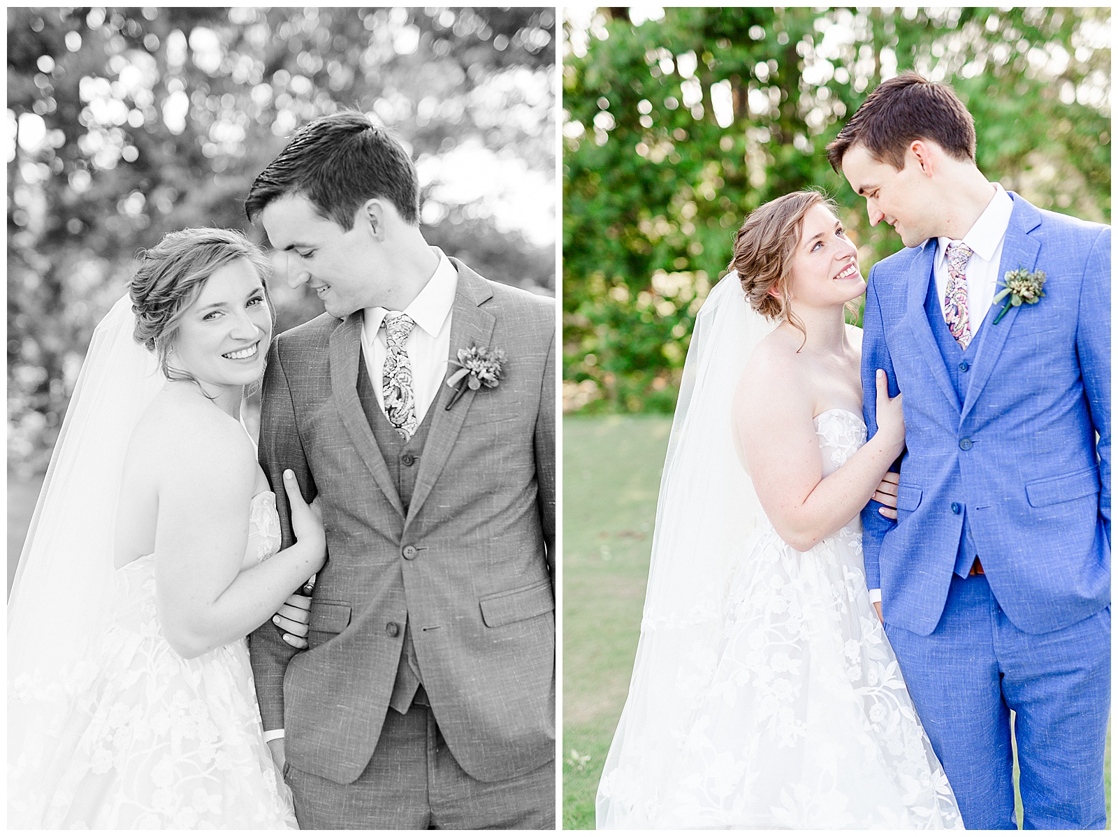 Gorgeous golden hour outdoor photos of Bride and Groom from Outdoorsy Summer Wedding at North Carolina Lakehouse | check out the full wedding at KevynDixonPhoto.com