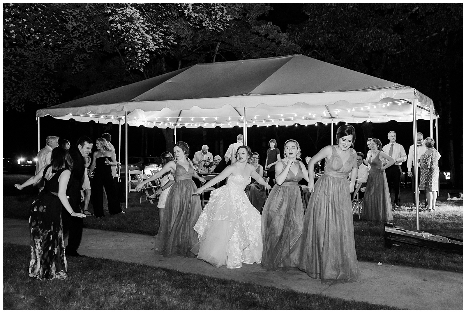 Outdoor dance party under the stars at Outdoorsy Summer Wedding at North Carolina Lakehouse in the Mountains | check out the full wedding at KevynDixonPhoto.com
