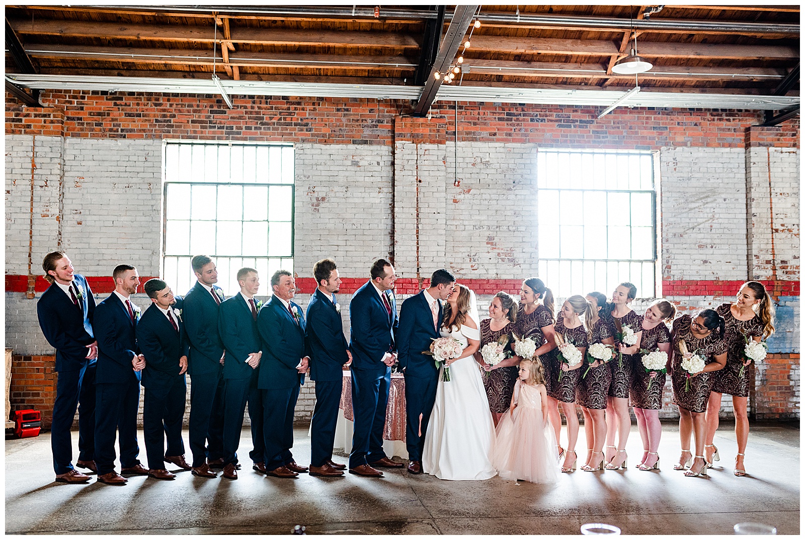 Adorable Bride and Groom Group Photo Portraits with Bridesmaids and Groomsmen Wedding Party from Summer Wedding in Charlotte, NC | Check out the full wedding at KevynDixonPhoto.com