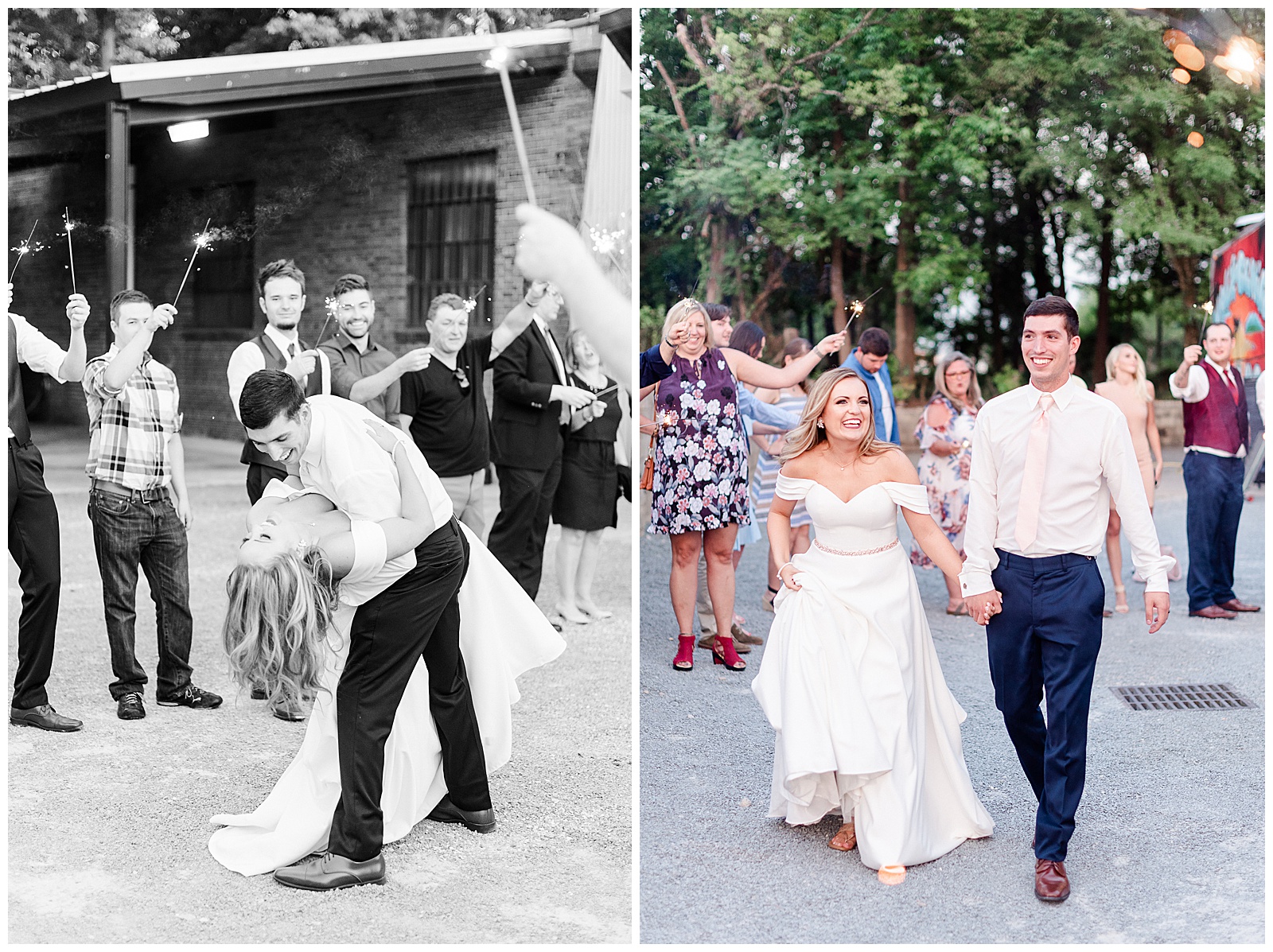 Stunning Modern Bride and Groom sparkler exit from Summer Wedding in Charlotte, NC | Check out the full wedding at KevynDixonPhoto.com