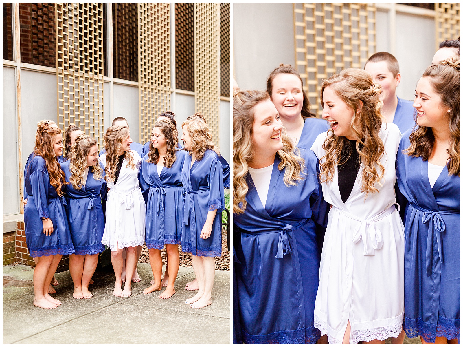 Cute matching navy blue robes for bridesmaid and bride group photo from Summer Wedding in Charlotte, NC | check out the full wedding at KevynDixonPhoto.com