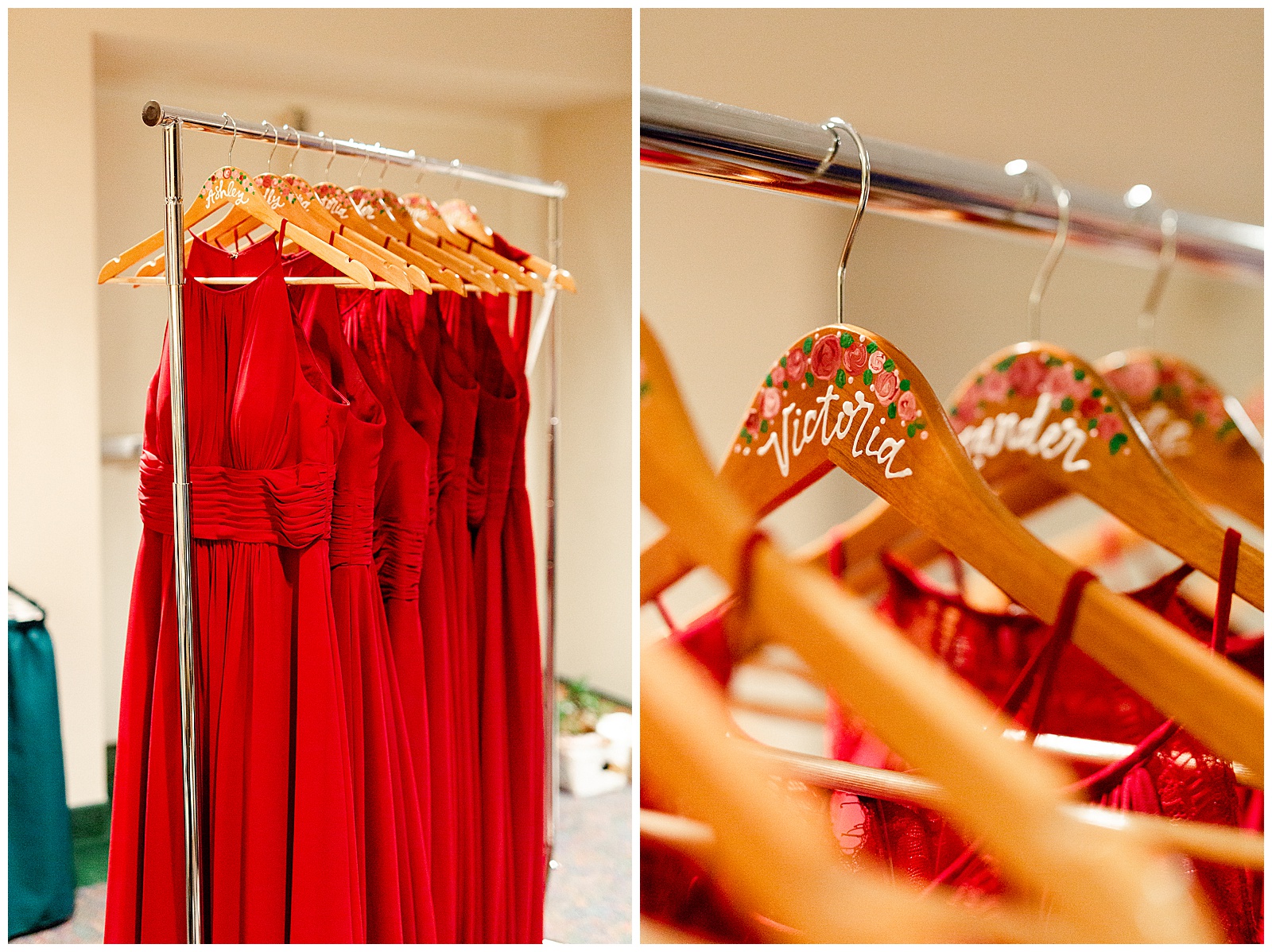 Matching Red Themed Bridesmaid Dresses from Elegant Modern Red and Navy Blue Themed Wedding in Charlotte, NC | check out the full wedding at KevynDixonPhoto.com