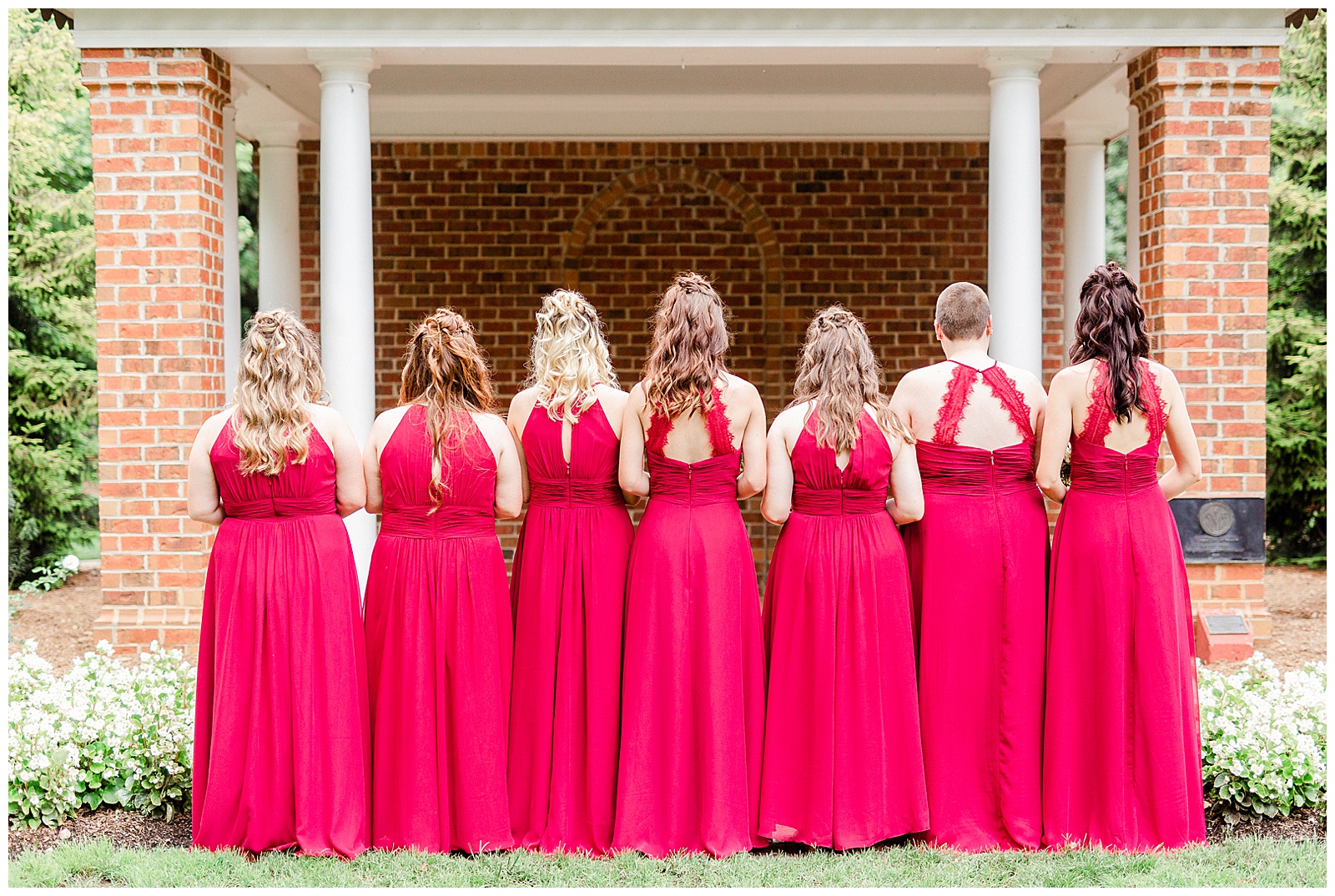 Matching Red Themed Bridesmaid Dresses from Elegant Modern Red and Navy Blue Themed Wedding in Charlotte, NC | check out the full wedding at KevynDixonPhoto.com