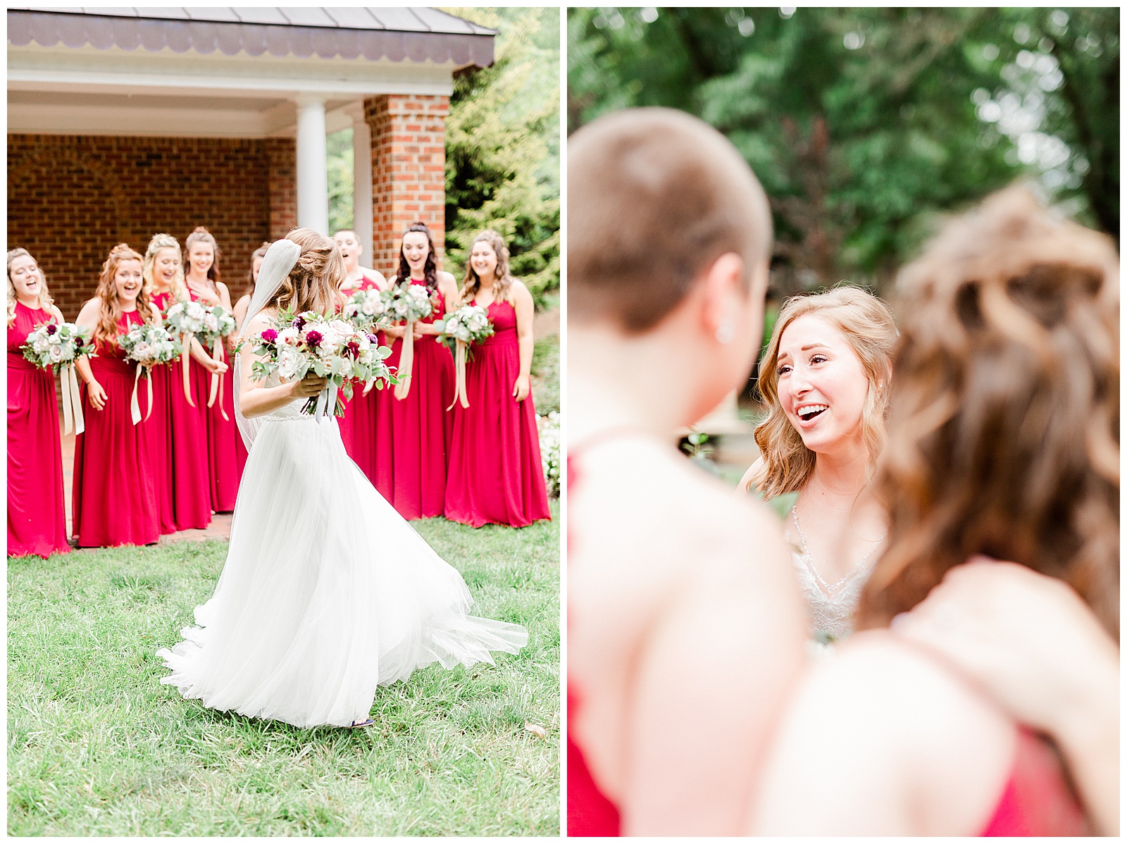 Matching Red Themed Bridesmaid Dresses from Elegant Modern Red and Navy Blue Themed Wedding in Charlotte, NC | check out the full wedding at KevynDixonPhoto.com