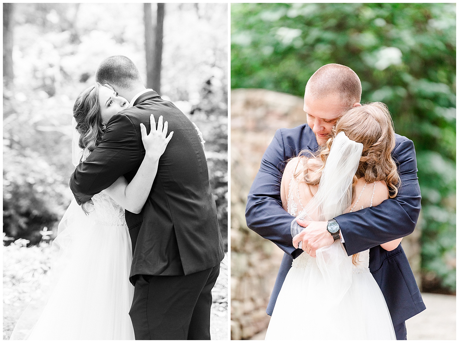 Cute Emotional Bride and Groom First Look from Elegant Modern Red and Navy Blue Themed Wedding in Charlotte, NC | check out the full wedding at KevynDixonPhoto.com