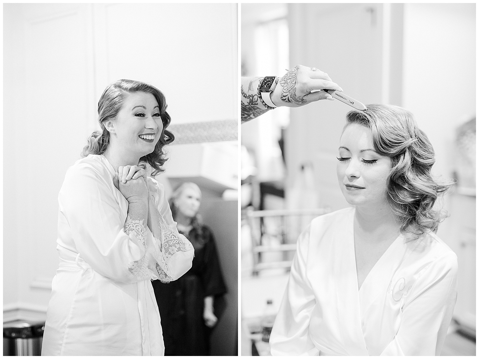 Gorgeous 1940s Pin Curls Wedding Updo in Modern Vintage Wedding in Charlotte, NC | check out the full wedding at KevynDixonPhoto.com 