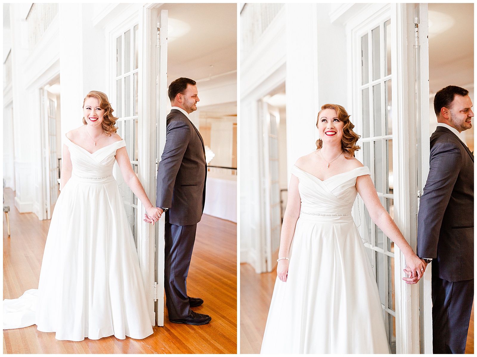 Emotional Prayer with Gorgeous Red-Haired Bride and Her Groom before 1940s Modern Vintage Wedding in Charlotte, NC | check out the full wedding at KevynDixonPhoto.com