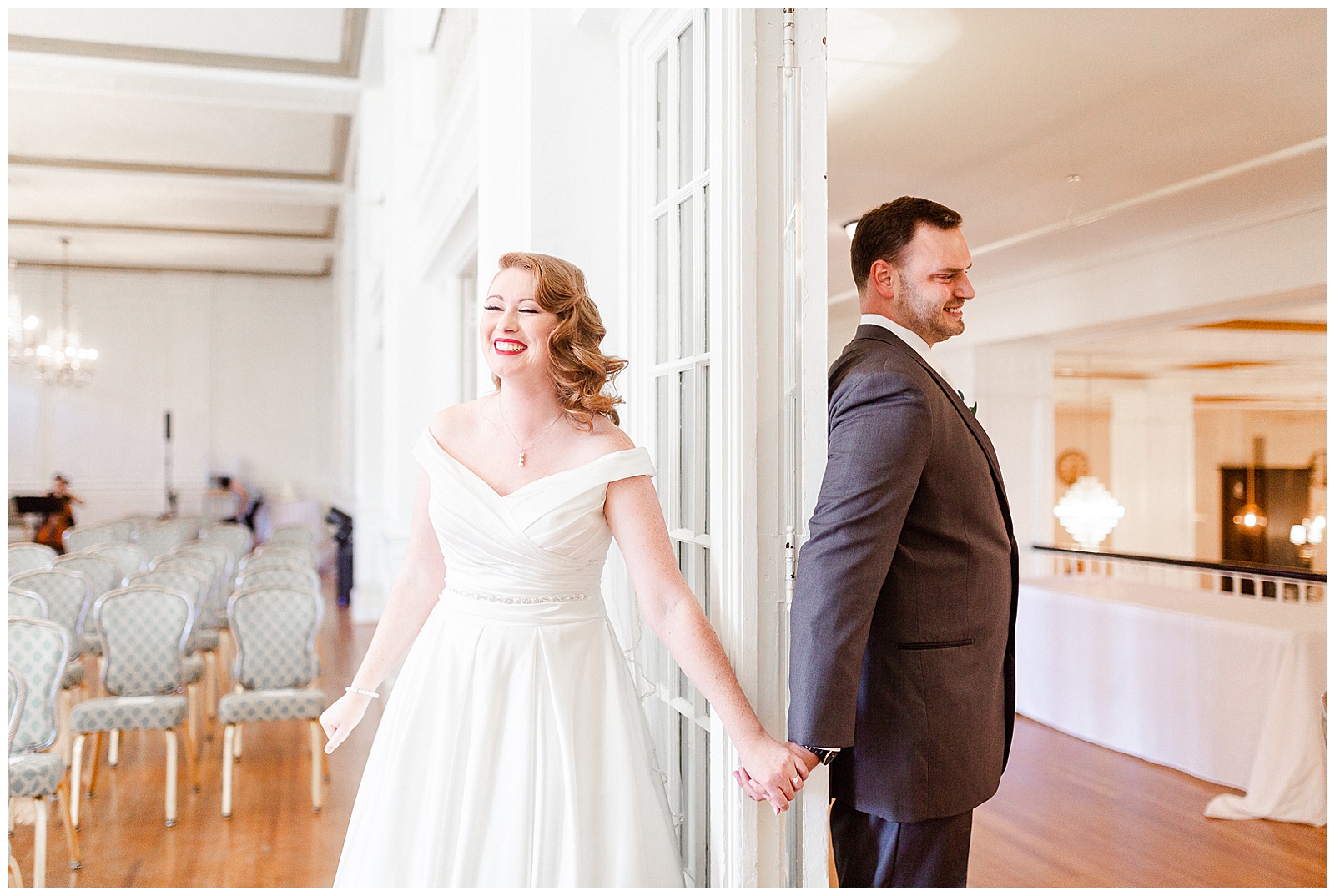 Emotional Prayer with Gorgeous Red-Haired Bride and Her Groom before 1940s Modern Vintage Wedding in Charlotte, NC | check out the full wedding at KevynDixonPhoto.com