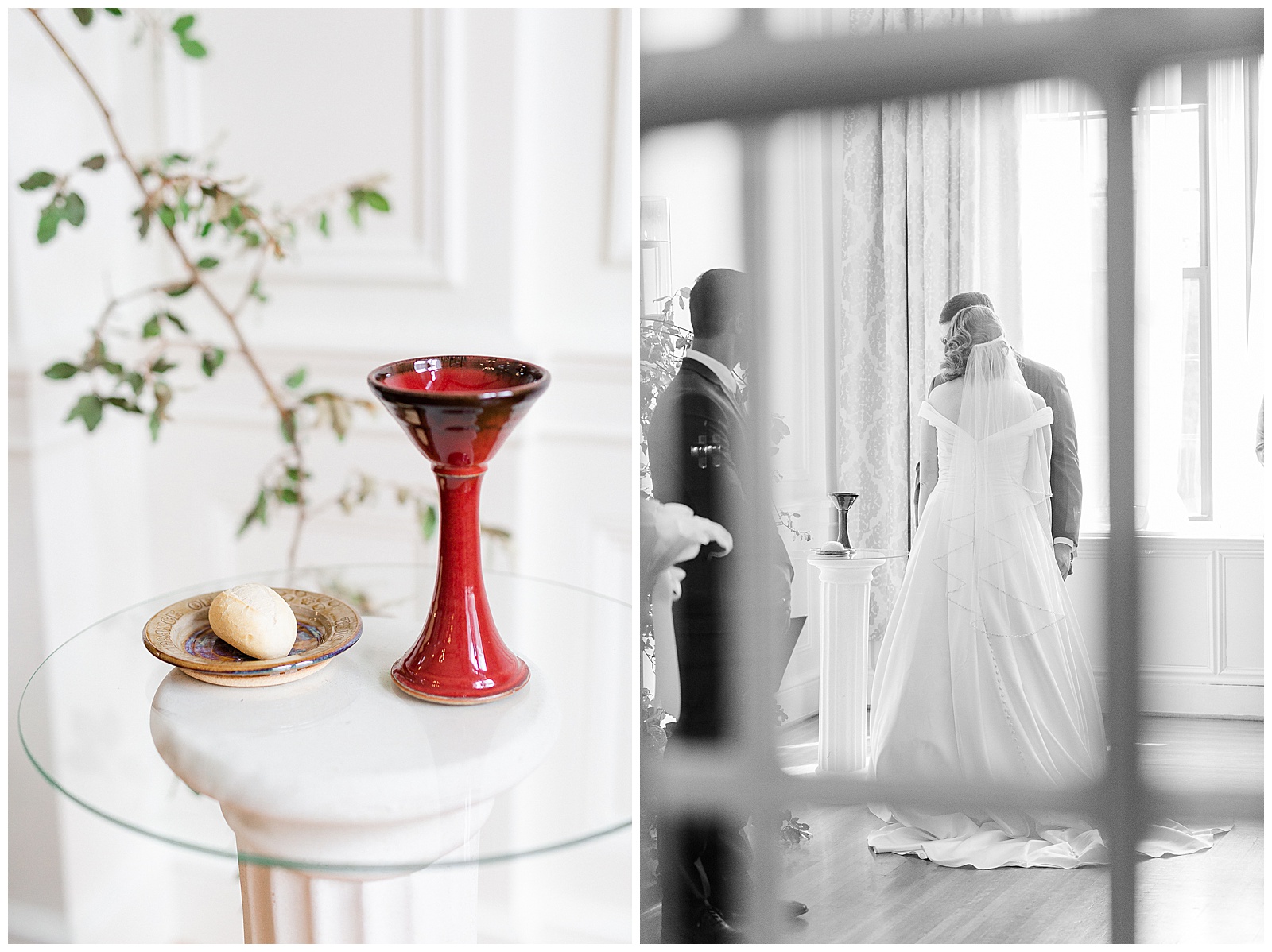 This couple took communion before their 1940s Modern Vintage Wedding in Charlotte, NC | check out the full wedding at KevynDixonPhoto.com 