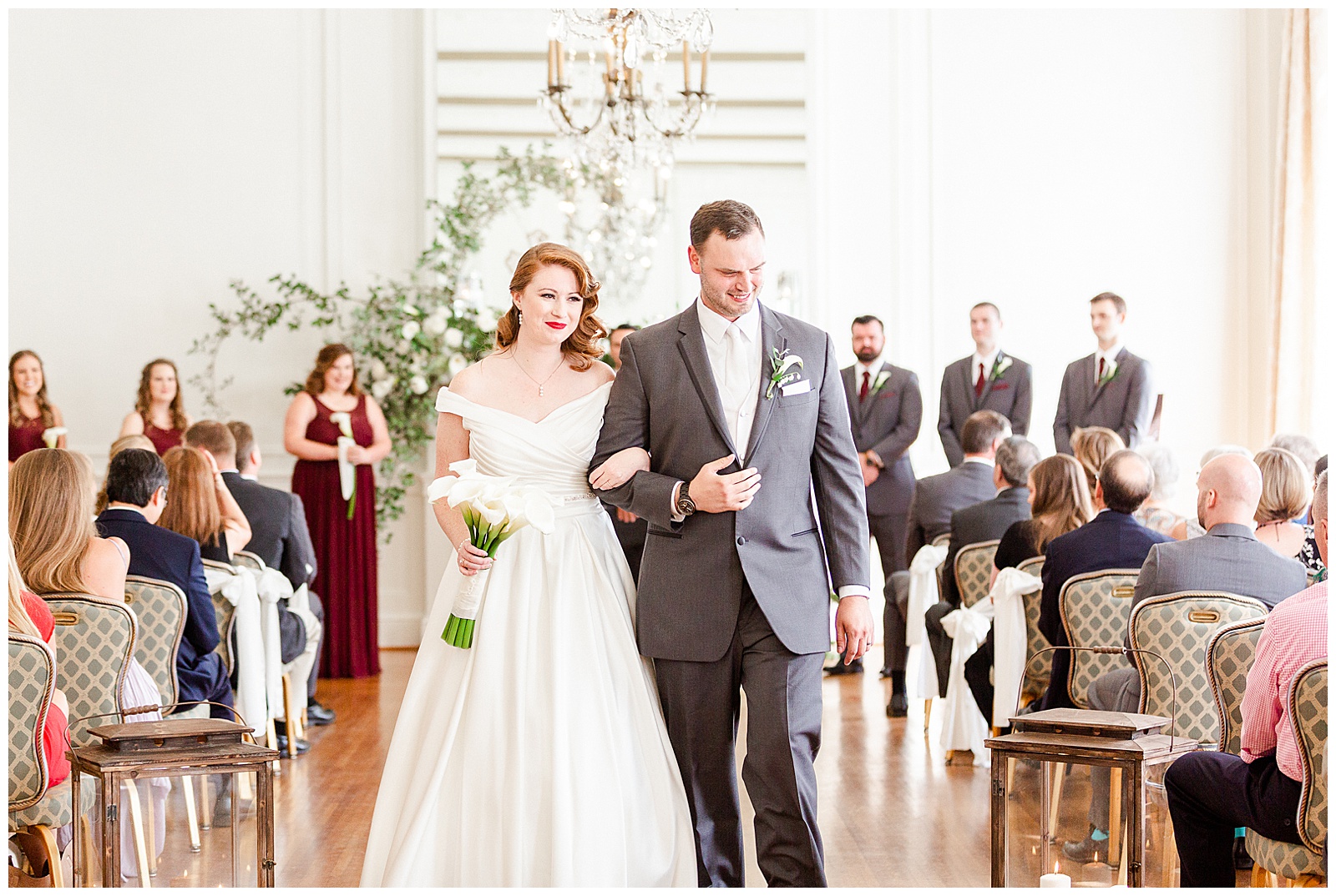 Gorgeous and elegant indoor floral venue in 1940s Modern Vintage Wedding Ceremony in Charlotte, NC | check out the full wedding at KevynDixonPhoto.com 