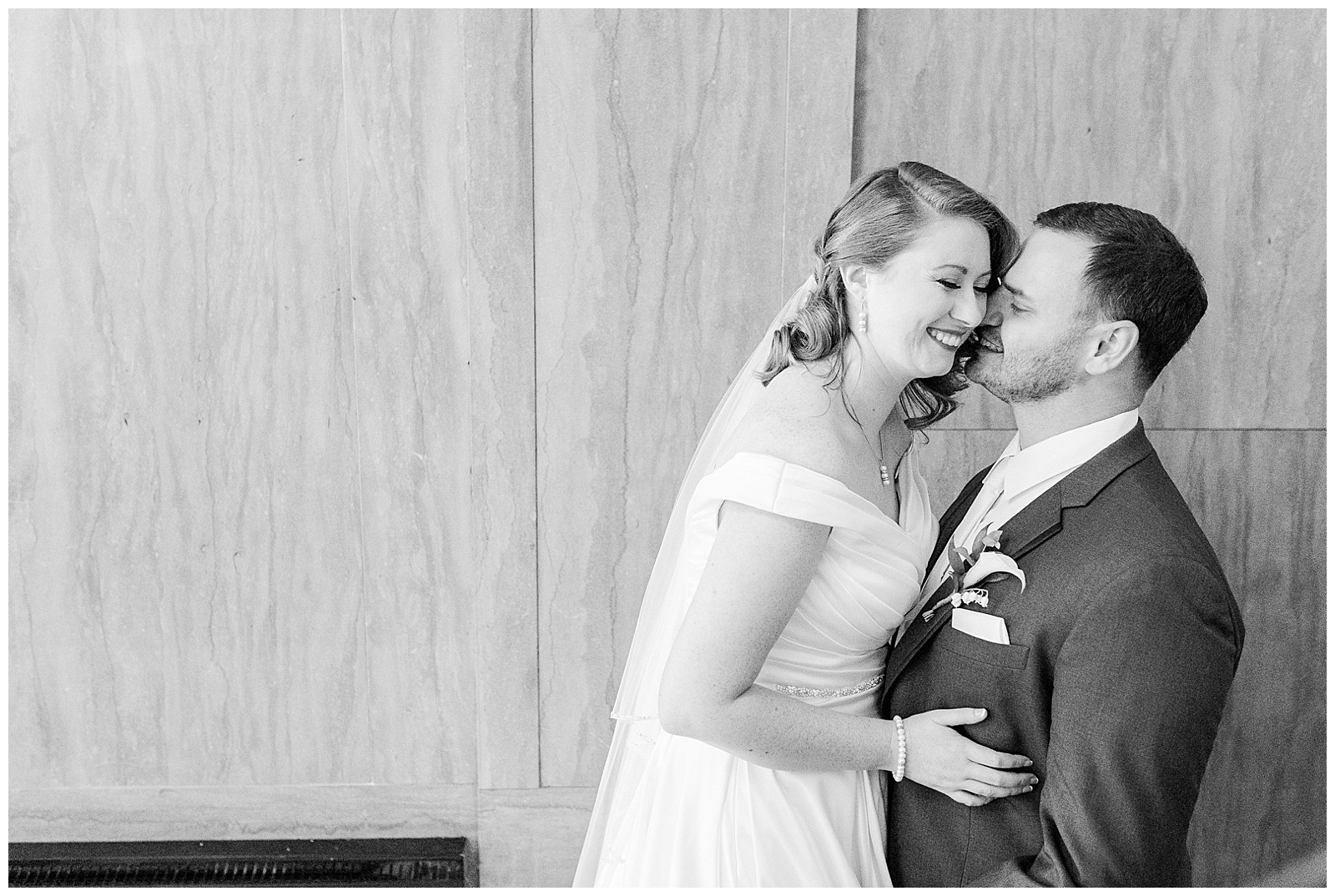 Bride and groom share a special moment in 1940s Modern Vintage Wedding in Charlotte, NC | check out the full wedding at KevynDixonPhoto.com