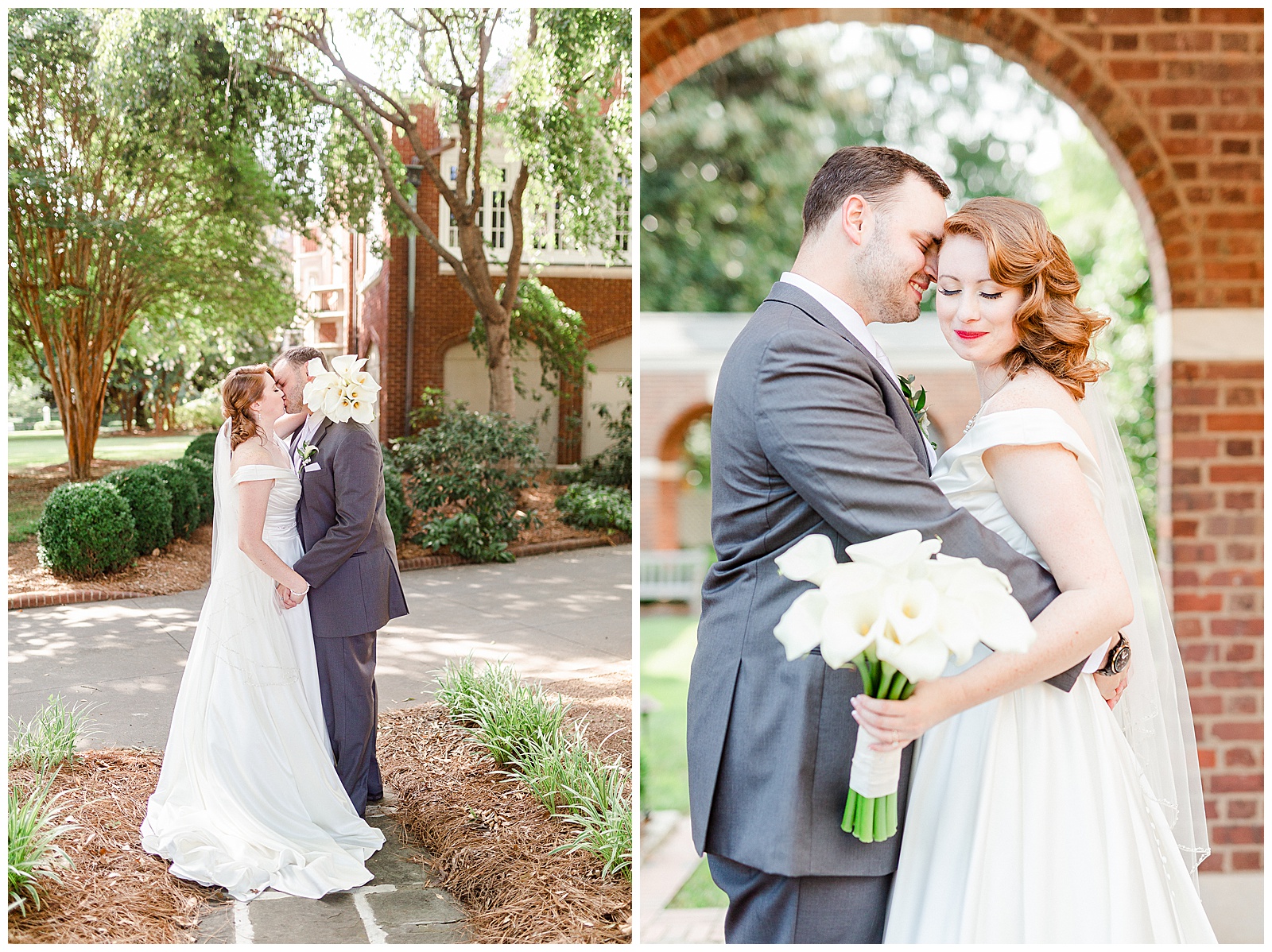 Elegant Red-Haired Bride and groom outdoor portraits for Gorgeous 1940s Modern Vintage Wedding in Charlotte, NC | check out the full wedding at KevynDixonPhoto.com