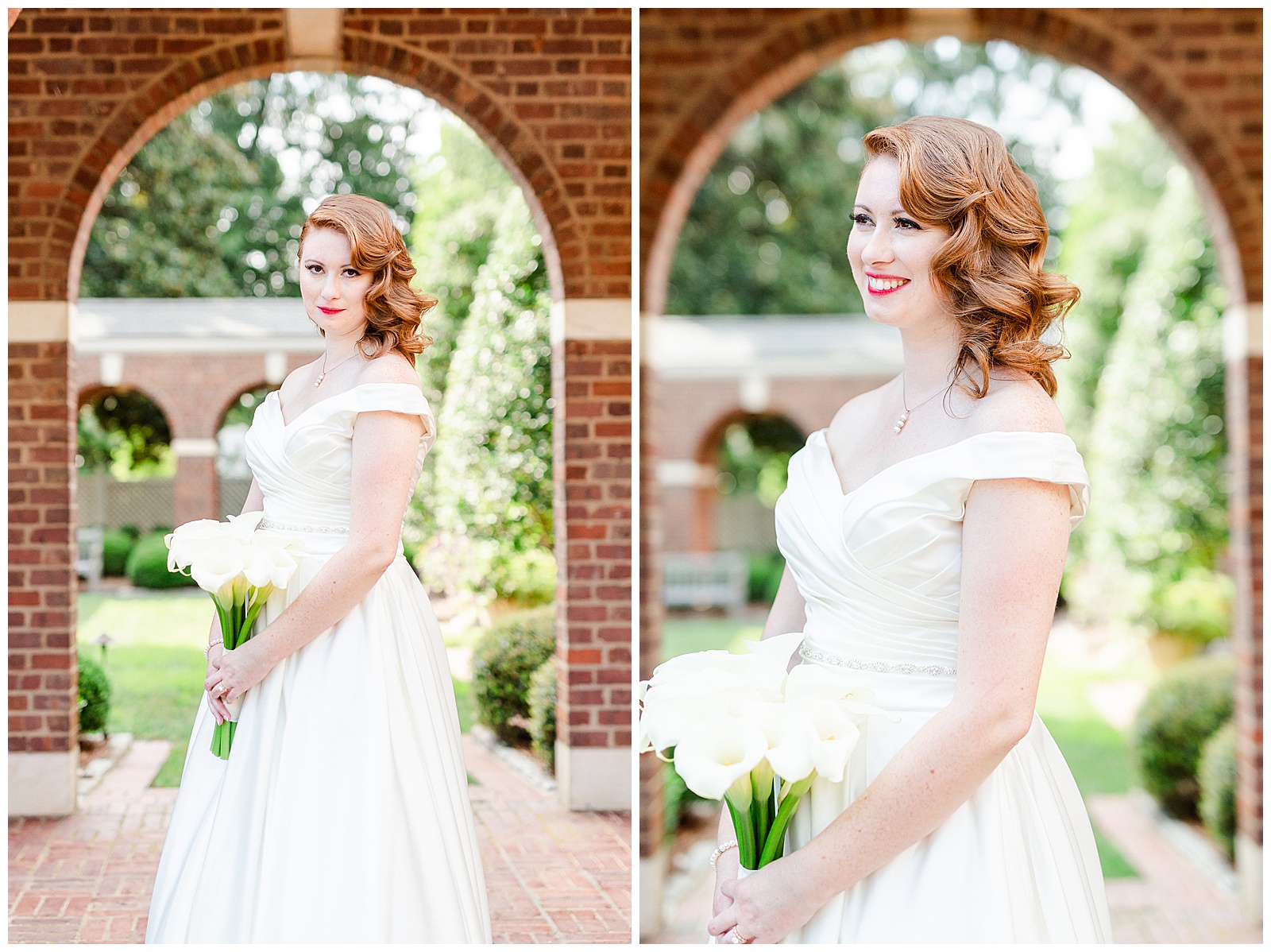Elegant Red-Haired Bride and groom outdoor portraits for Gorgeous 1940s Modern Vintage Wedding in Charlotte, NC | check out the full wedding at KevynDixonPhoto.com