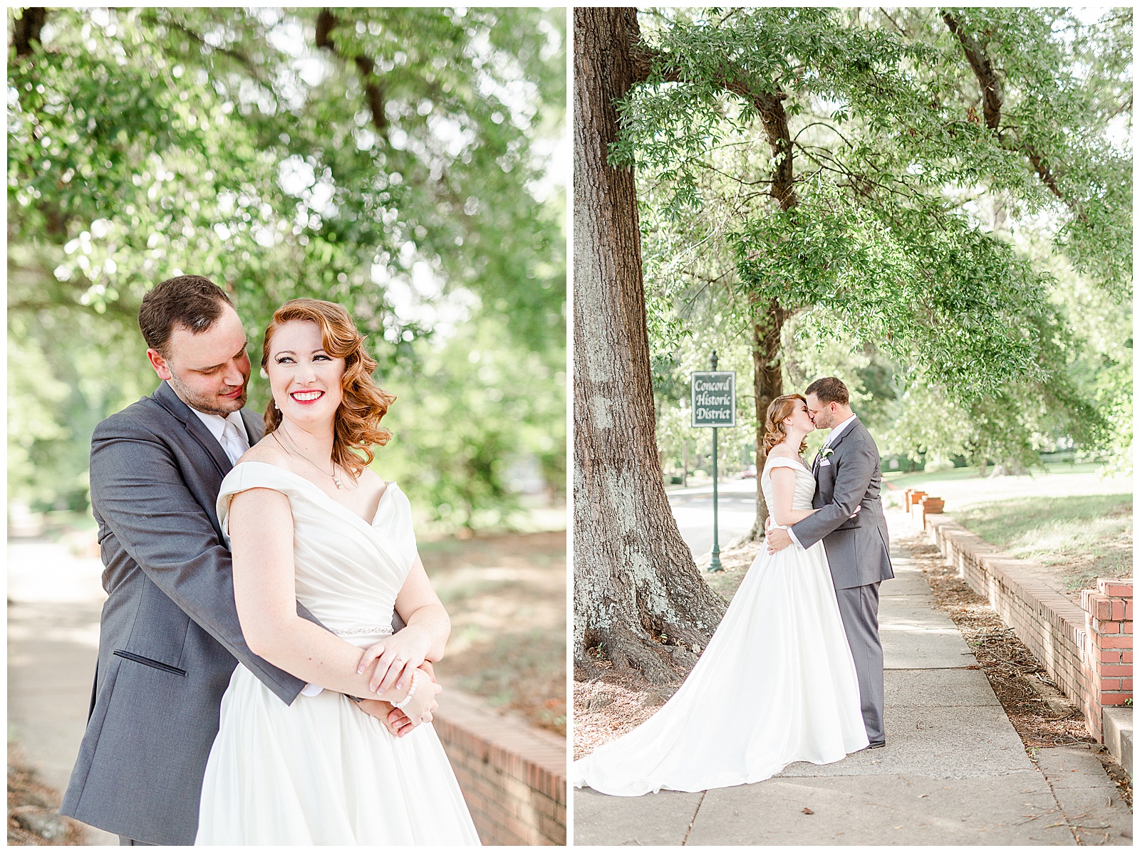 Elegant Red-Haired Bride and groom outdoor portraits for Gorgeous 1940s Modern Vintage Wedding in Charlotte, NC | check out the full wedding at KevynDixonPhoto.com