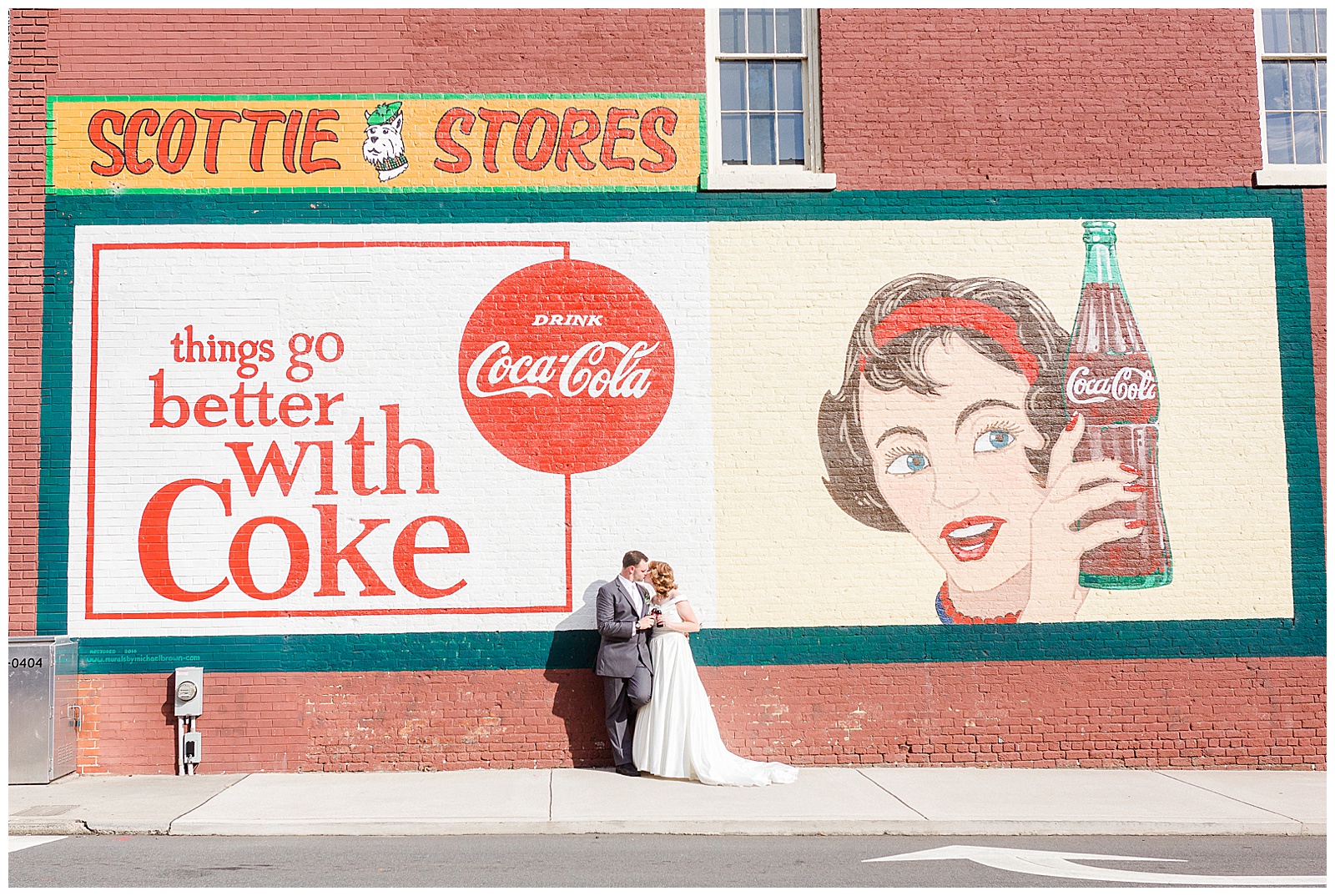 Adorable Share a Coke Bride and Groom Portraits of Red Haired Bride at her 1940s Modern Vintage Wedding in Charlotte, NC | check out the full wedding at KevynDixonPhoto.com