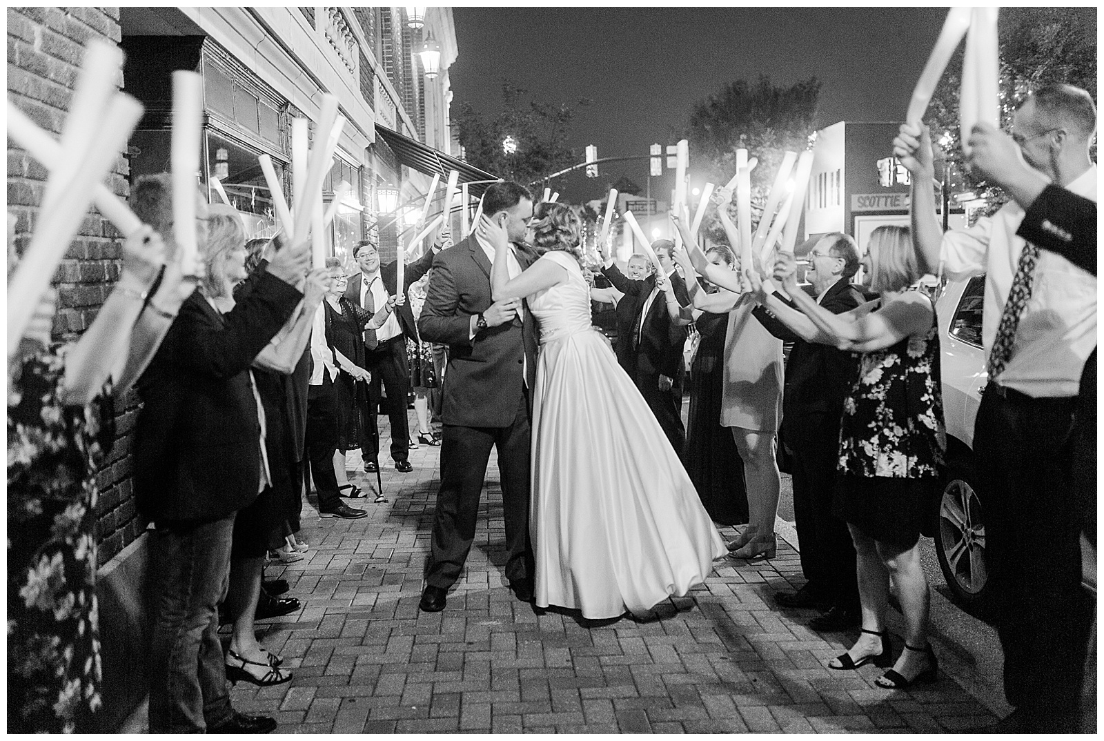 Downtown sparkler exit for Elegant 1940s-Themed Modern Vintage Wedding in Charlotte, NC | check out the full wedding at KevynDixonPhoto.com