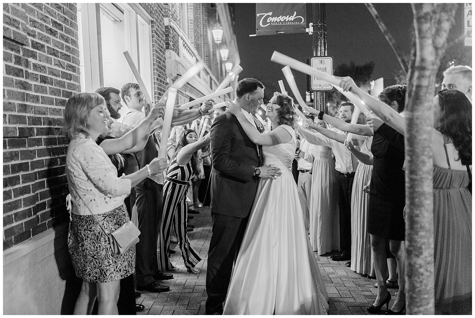 Downtown sparkler exit for Elegant 1940s-Themed Modern Vintage Wedding in Charlotte, NC | check out the full wedding at KevynDixonPhoto.com