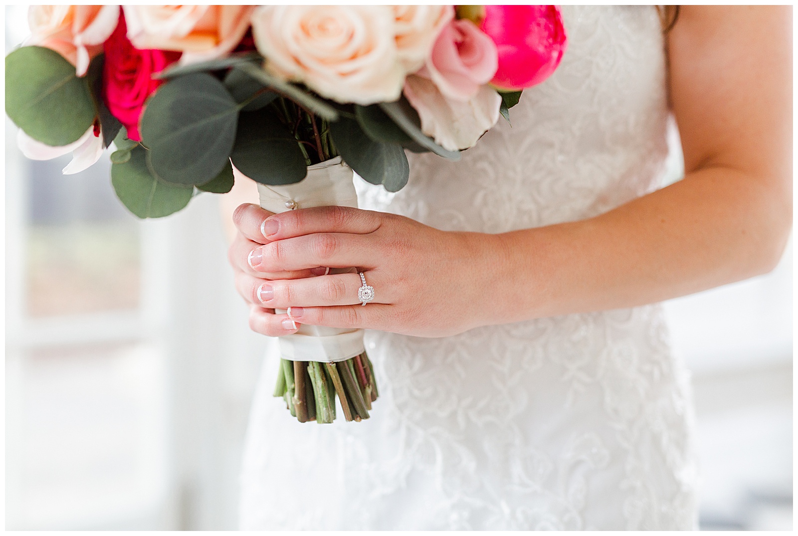 Soft Pink Color Theme Bridesmaid Bride Tribe Group Photo from Light and Airy Outdoor Wedding at Separk Mansion in Gastonia, NC | Kevyn Dixon Photography