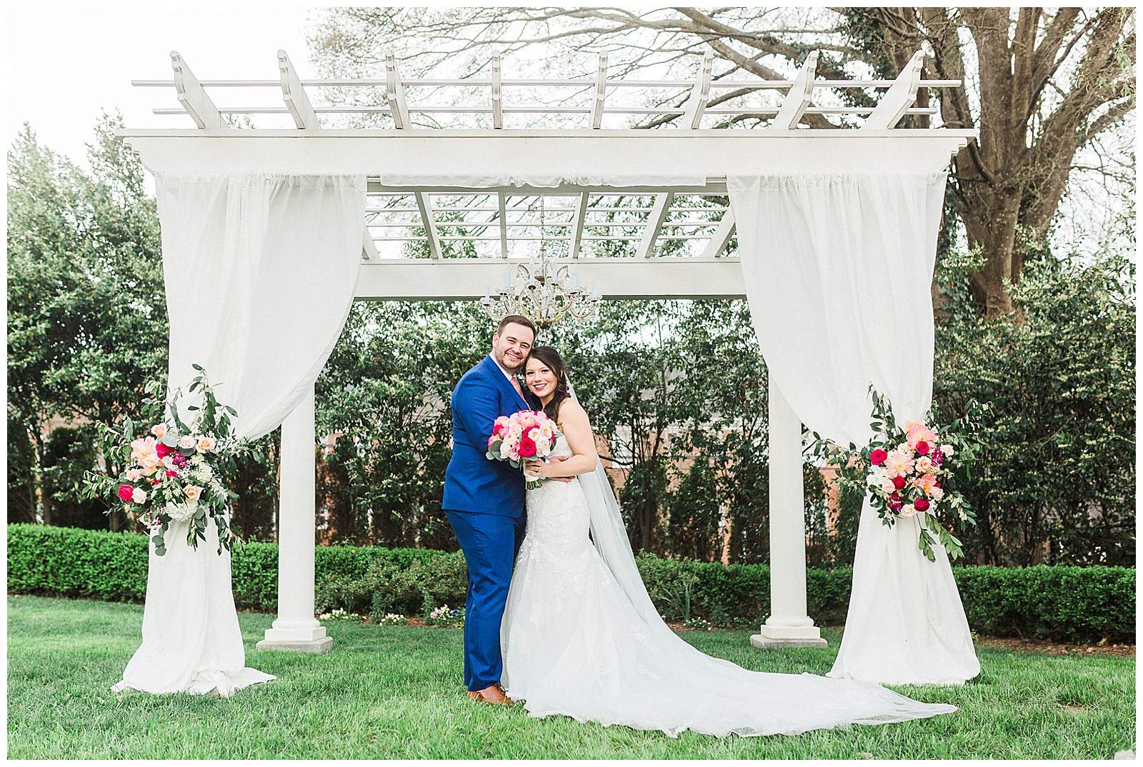 Adorable Light and Airy Bride Groom Outdoor Wedding Portraits at Separk Mansion in Gastonia, NC | Kevyn Dixon Photography