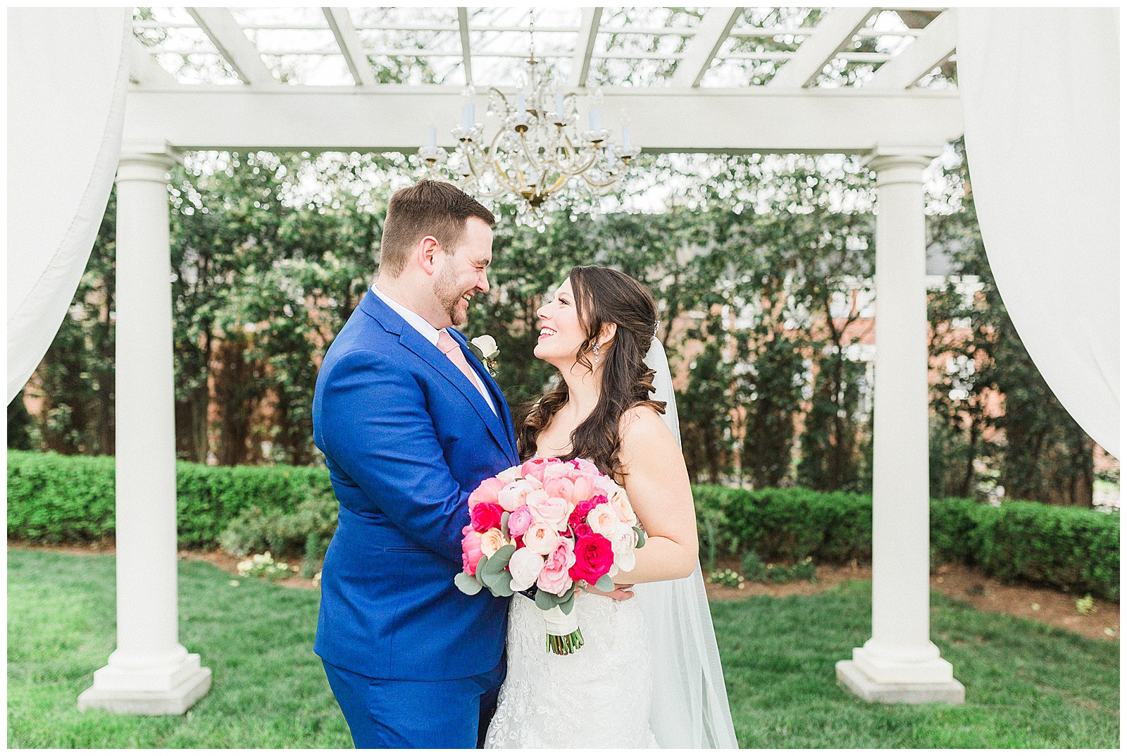 Adorable Light and Airy Bride Groom Outdoor Wedding Portraits at Separk Mansion in Gastonia, NC | Kevyn Dixon Photography