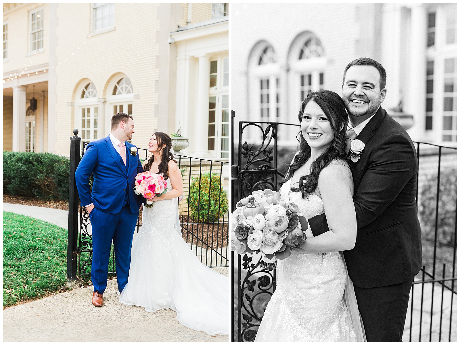 Adorable Light and Airy Bride Groom Outdoor Wedding Portraits at Separk Mansion in Gastonia, NC | Kevyn Dixon Photography