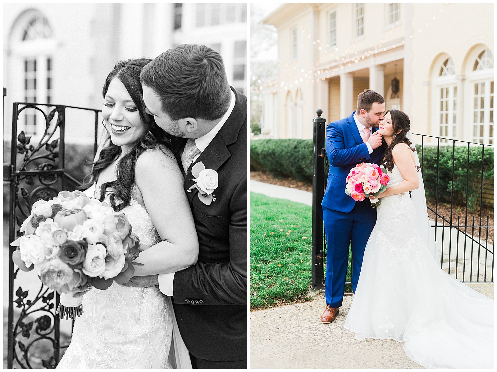 Adorable Light and Airy Bride Groom Outdoor Wedding Portraits at Separk Mansion in Gastonia, NC | Kevyn Dixon Photography