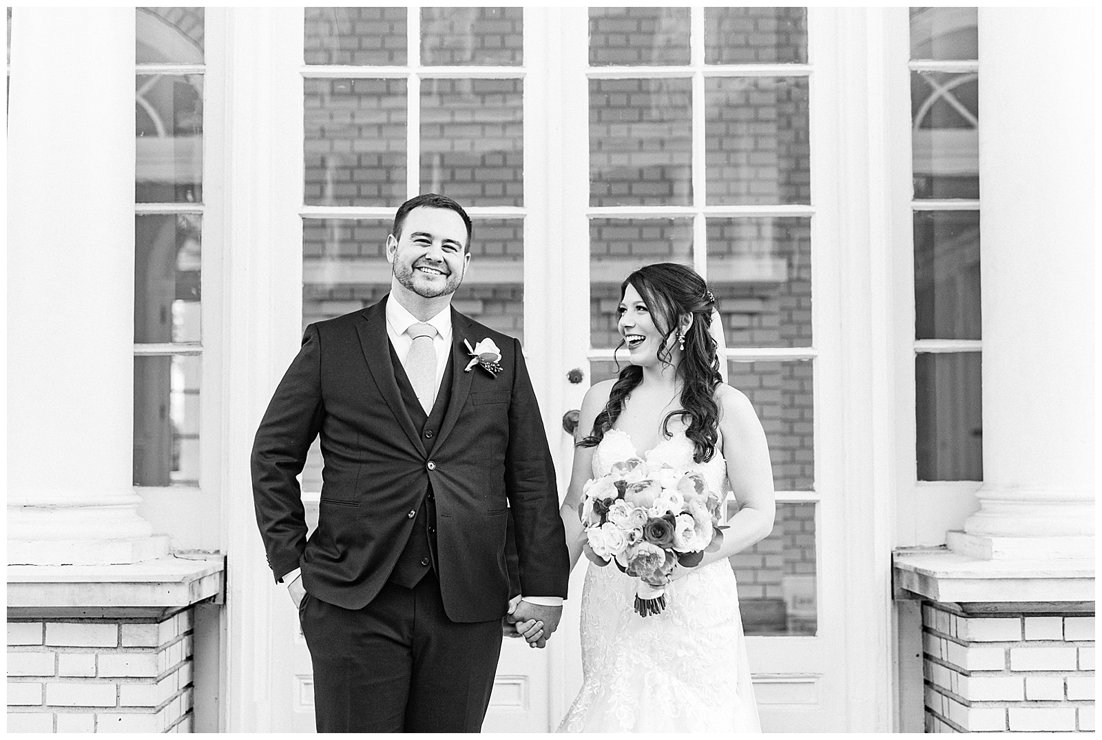 Adorable Light and Airy Bride Groom Outdoor Wedding Portraits at Separk Mansion in Gastonia, NC | Kevyn Dixon Photography