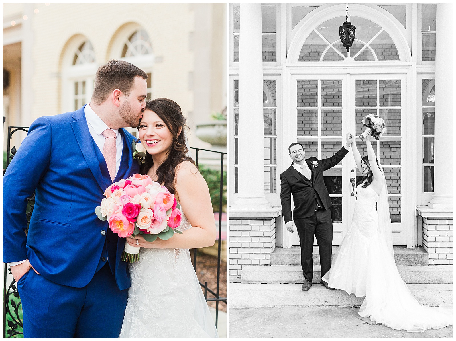 Adorable Light and Airy Bride Groom Outdoor Wedding Portraits at Separk Mansion in Gastonia, NC | Kevyn Dixon Photography