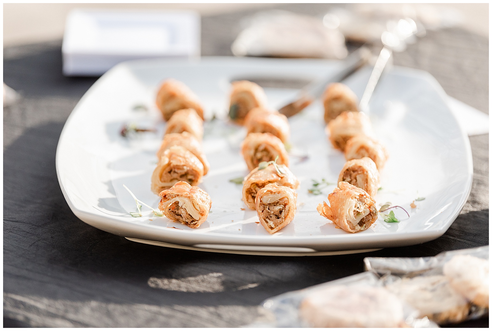 Delicious Hours d'Oeuvre Appetizer from Light and Airy Outdoor Wedding at Separk Mansion in Gastonia, NC | Kevyn Dixon Photography
