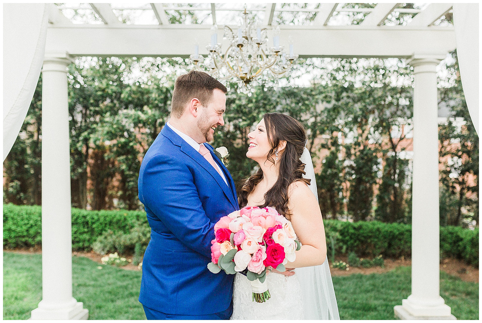 Adorable Light and Airy Bride Groom Outdoor Wedding Portraits at Separk Mansion in Gastonia, NC | Kevyn Dixon Photography