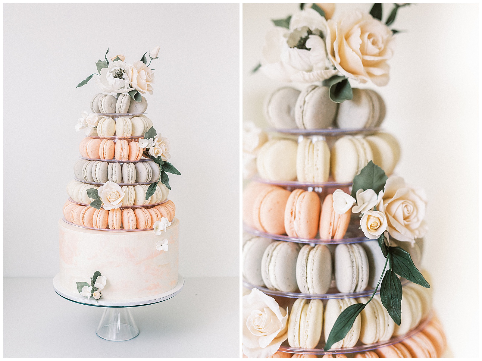 Delish Cakery Brand and Food Photography of Tiered French Macaroon Dessert Tray