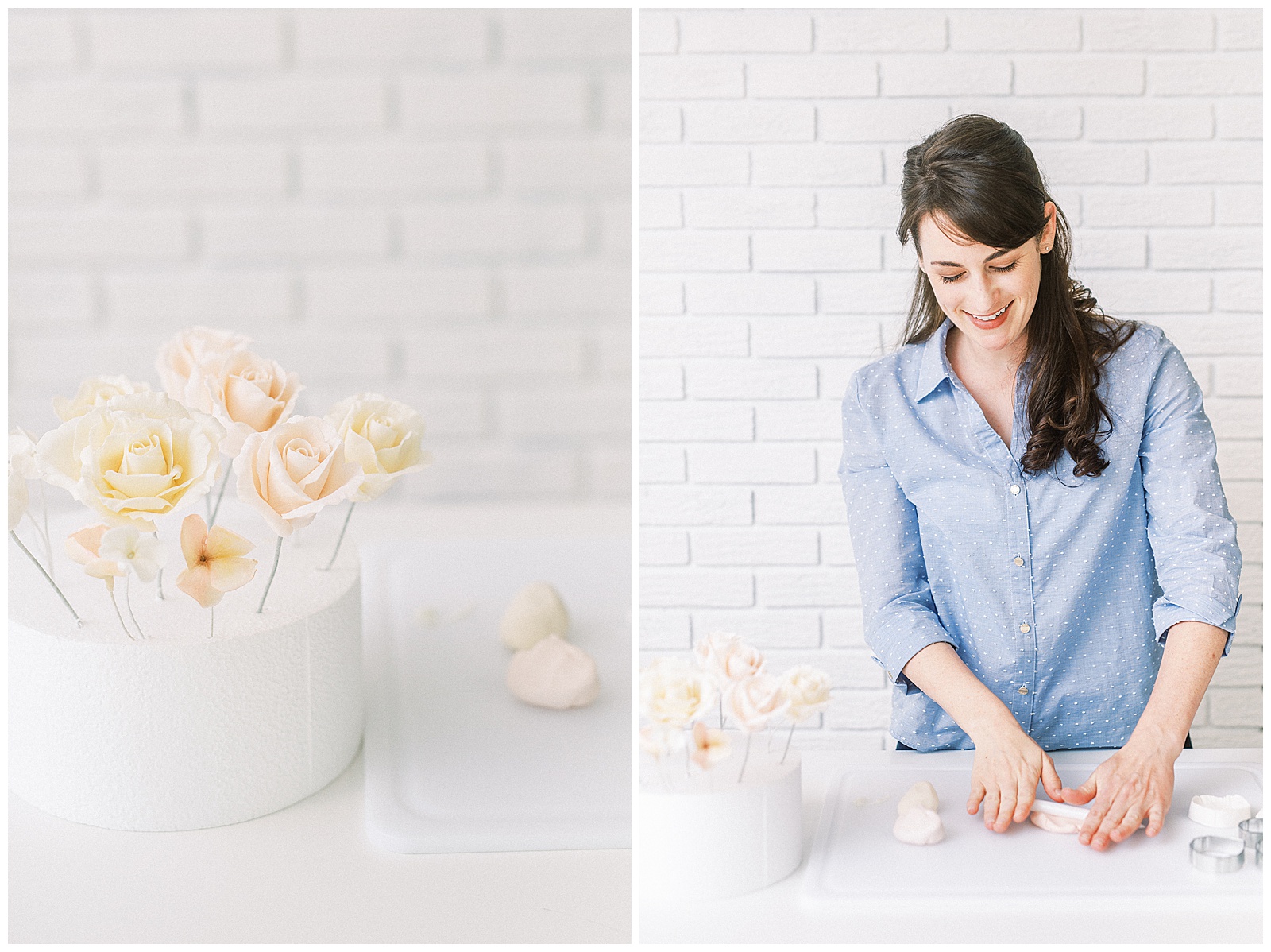 Charlotte NC Wedding Cake Designer Aryn Keogh at Delish Cakery Making Sugar Flowers