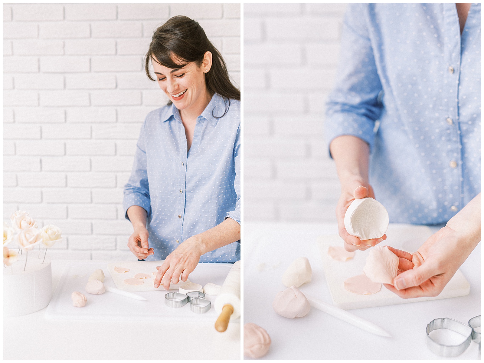 Charlotte NC Wedding Cake Designer Aryn Keogh at Delish Cakery Making Sugar Flowers