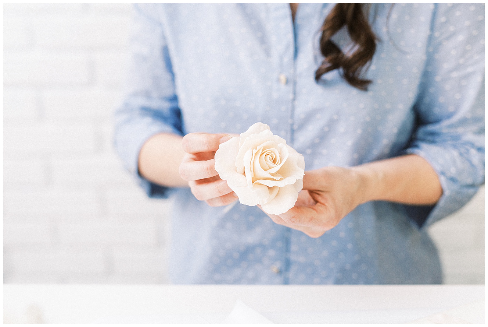 Charlotte NC Wedding Cake Designer Aryn Keogh at Delish Cakery Making Sugar Flowers
