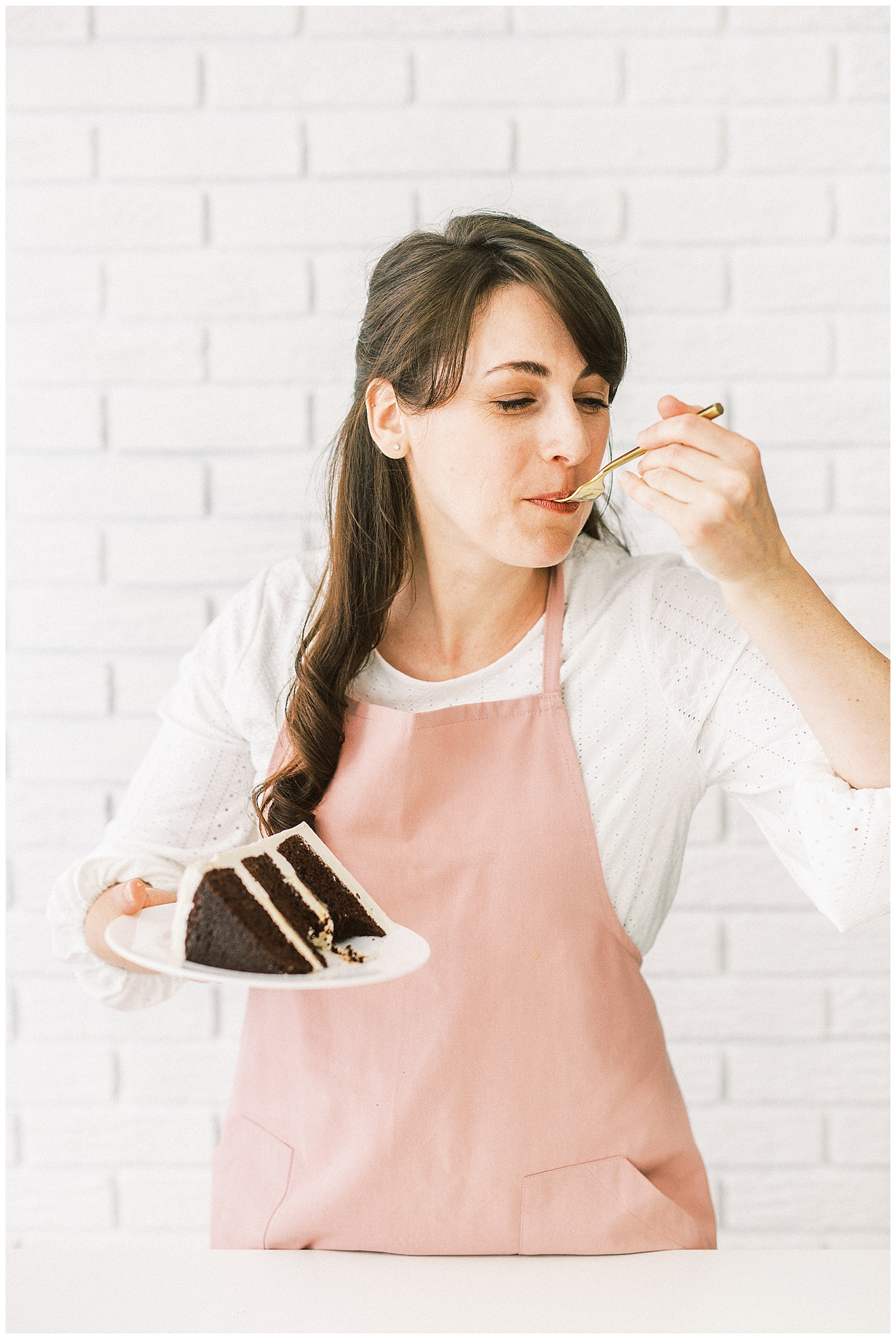 Charlotte NC Wedding Cake Designer Aryn Keogh Tasting Chocolate Cake