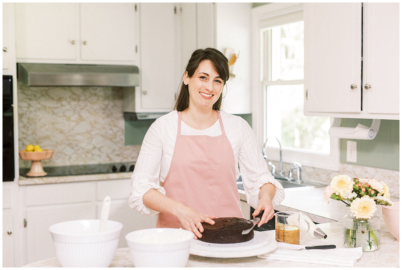 Charlotte NC Wedding Cake Designer Aryn Keogh Making Chocolate Cake