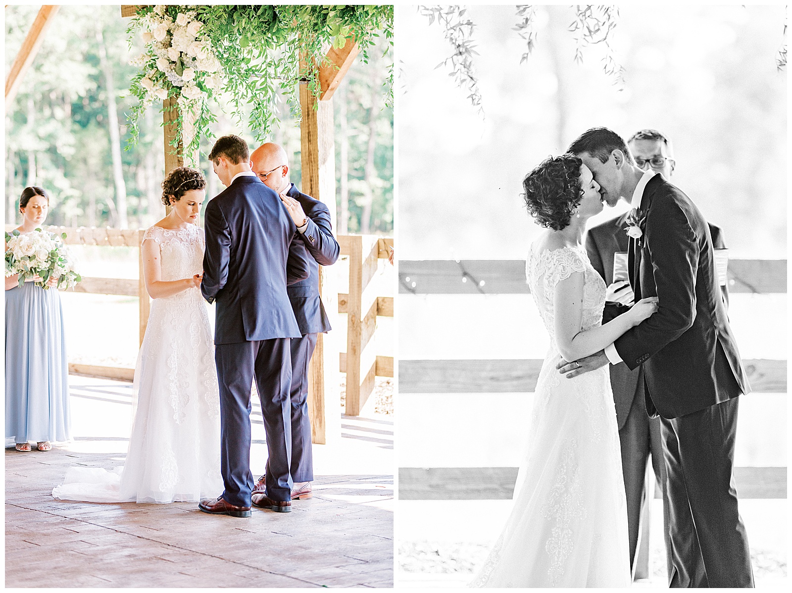 wedding ceremony bride and groom close up shots of praying and kissing