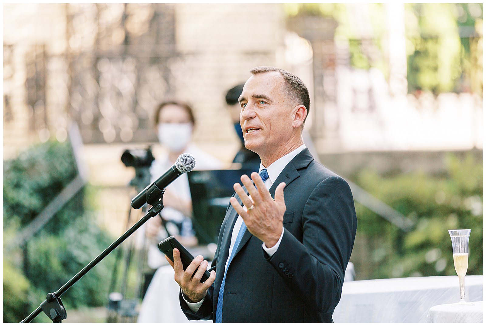father of bride toasts bride and groom at separk mansion wedding