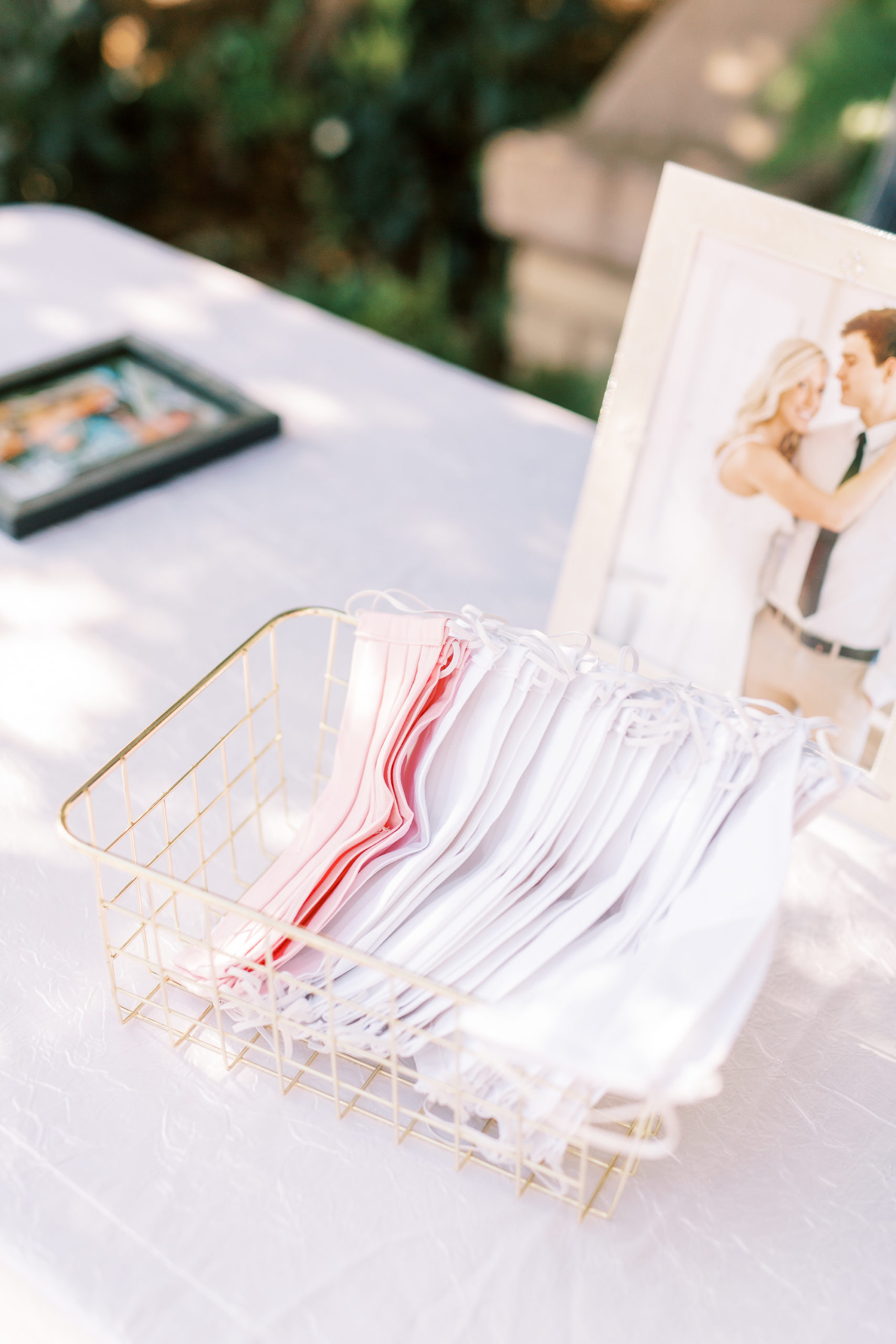 masks for wedding guests in basket
