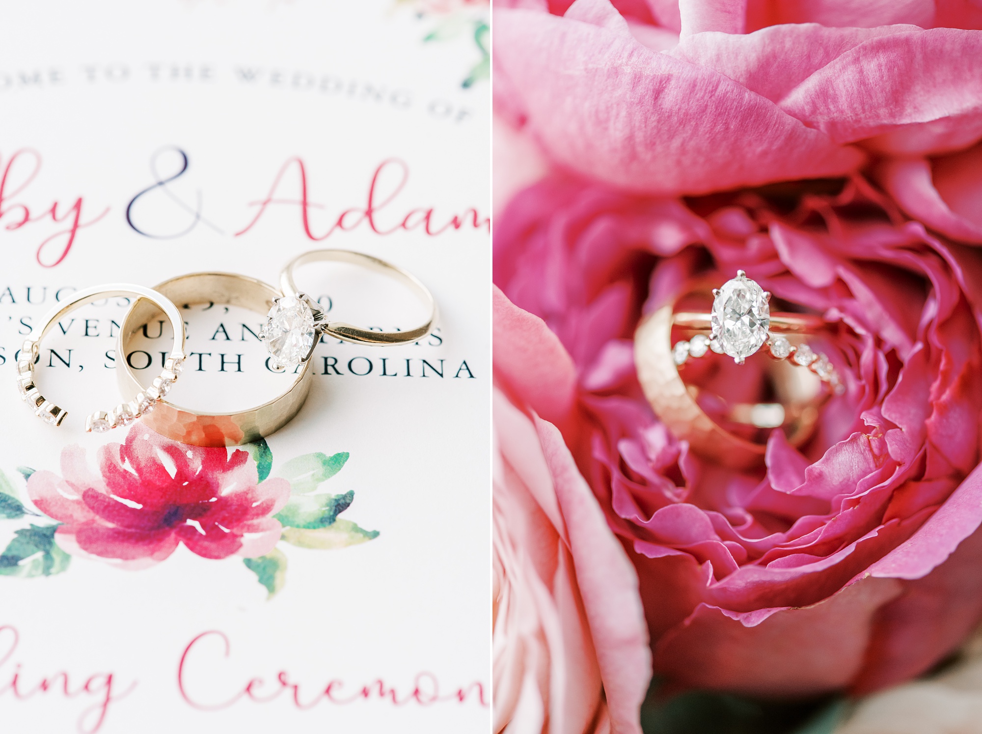 summer wedding invitation suite with pink florals