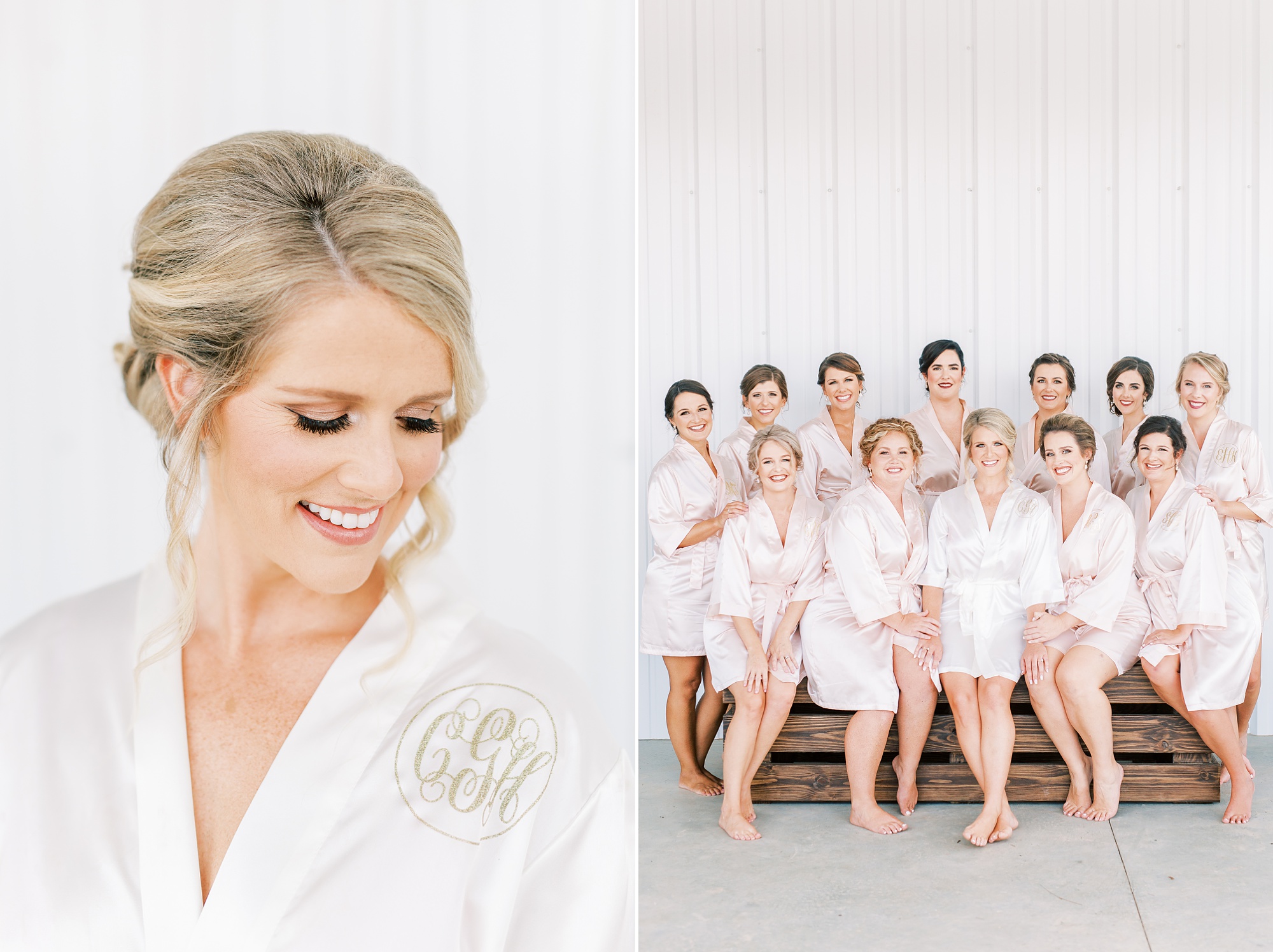 bride prepares for Belle's Venue wedding with bridesmaids