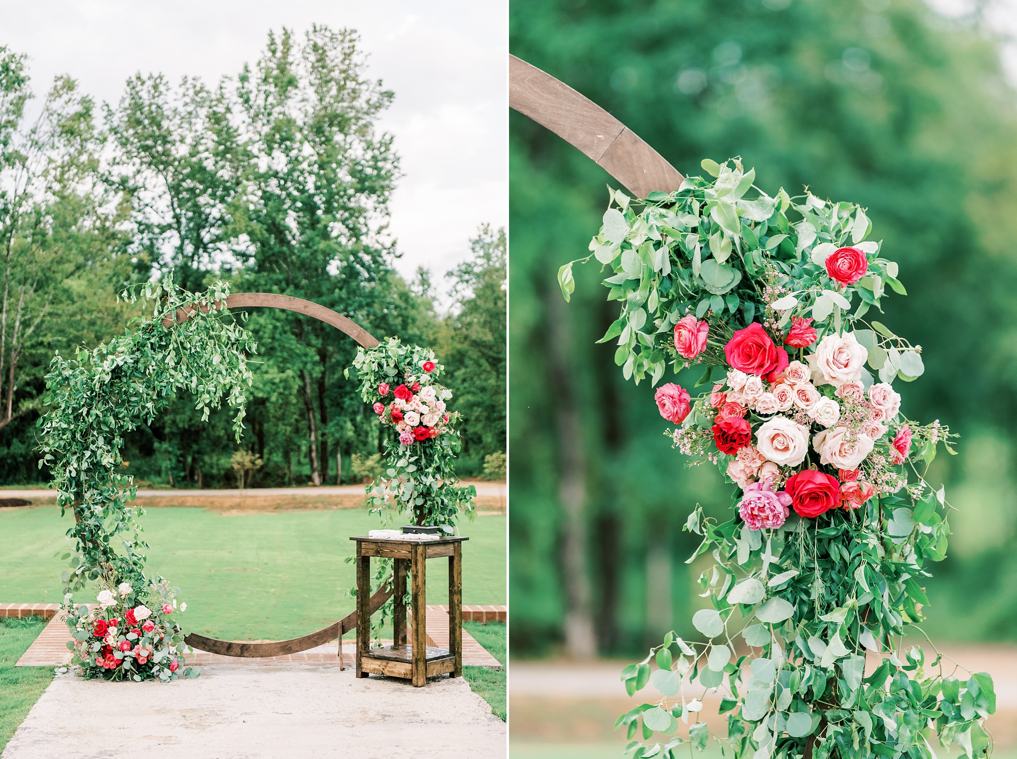 floral arch details for Belle's Venue wedding
