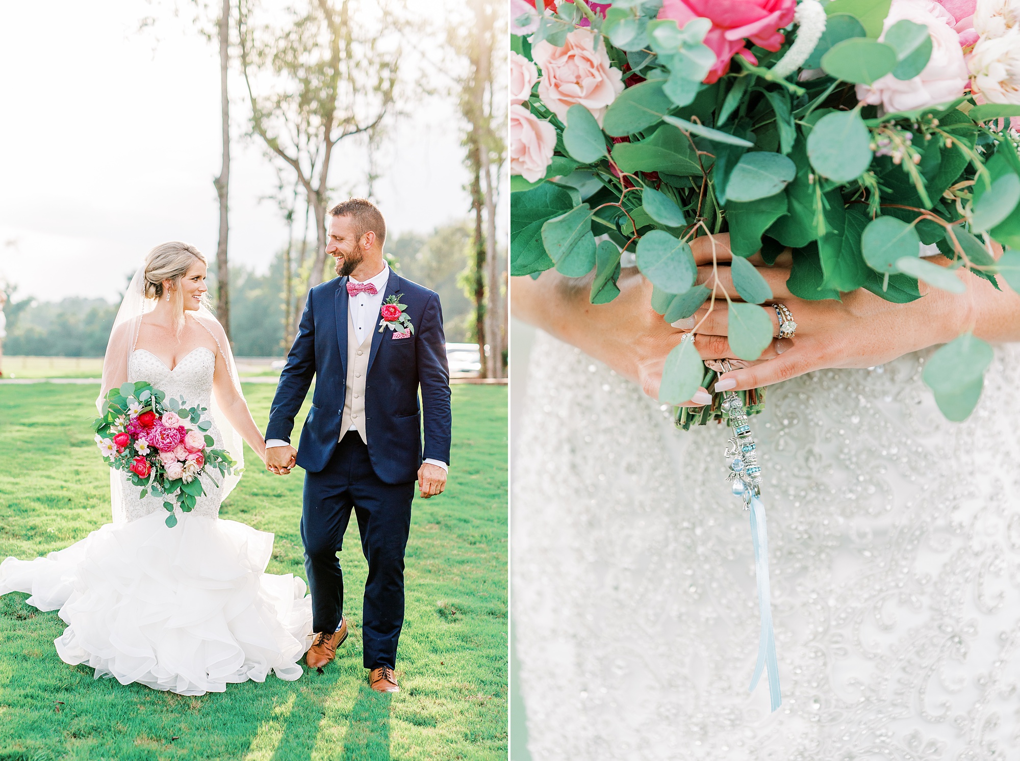 newlyweds walk through Belle's Venue