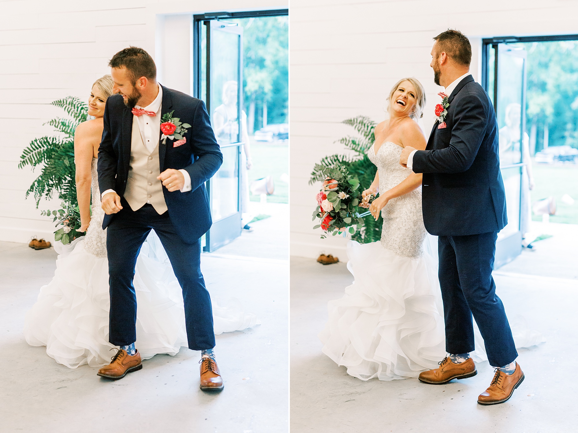 bride and groom walk into wedding reception at Belle's Venue