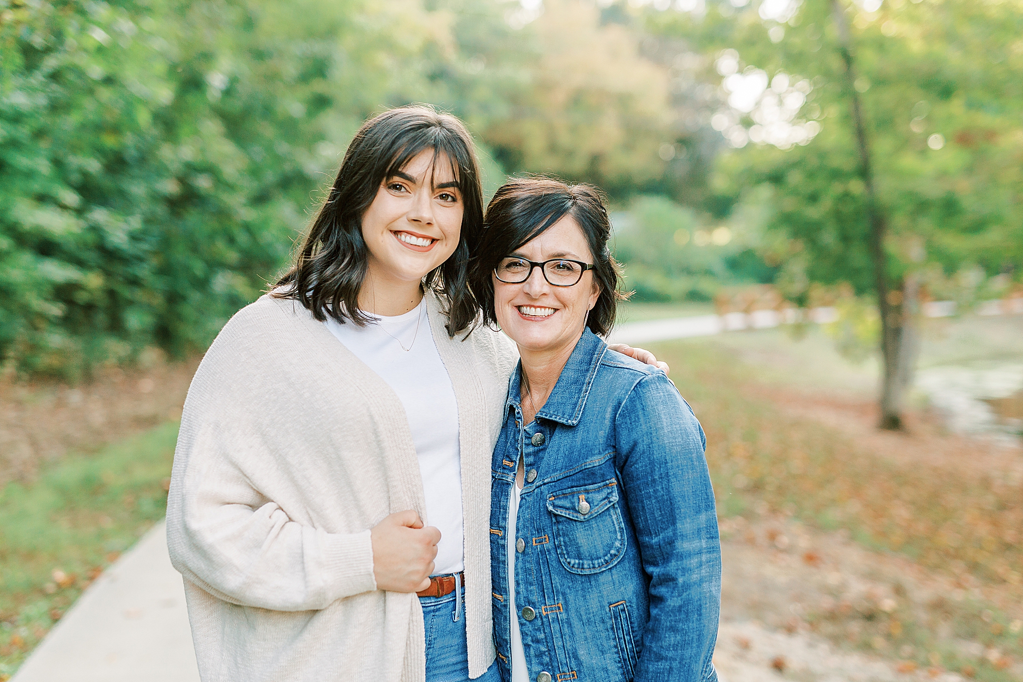 mom and daughter pose in NC park