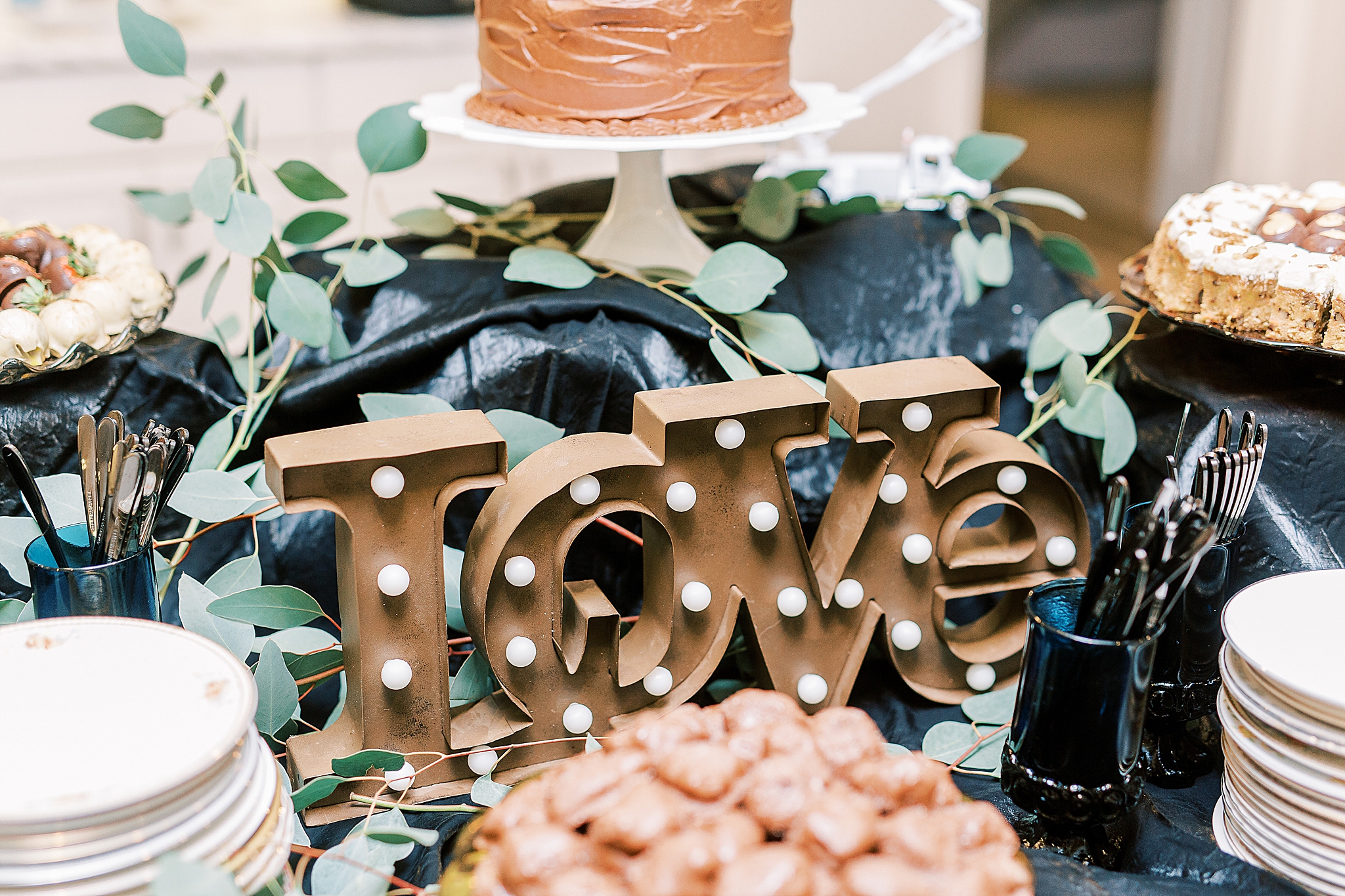 dessert table for Charlotte NC Rehearsal Dinner