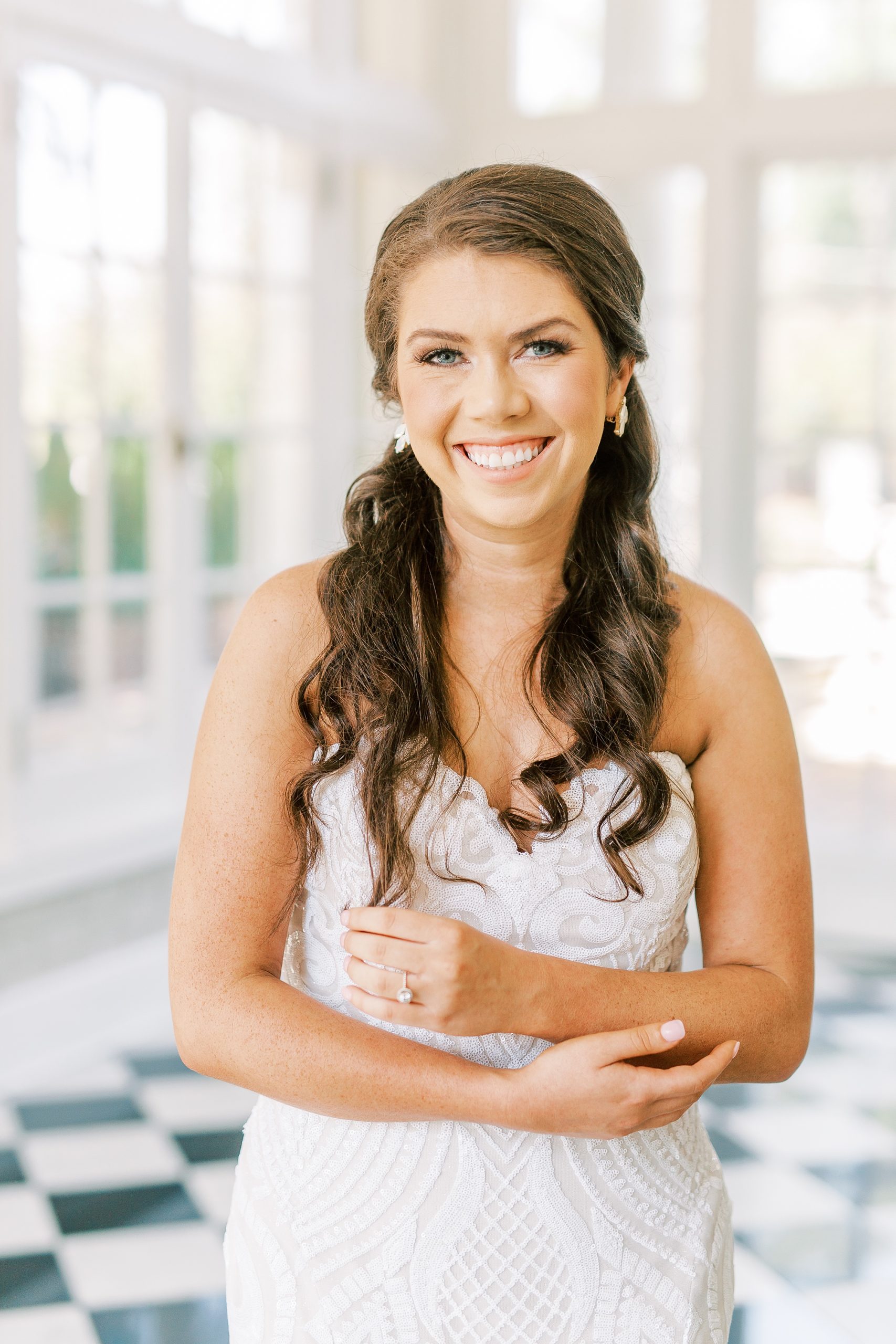 bride stands in Separk Mansion during bridal portraits